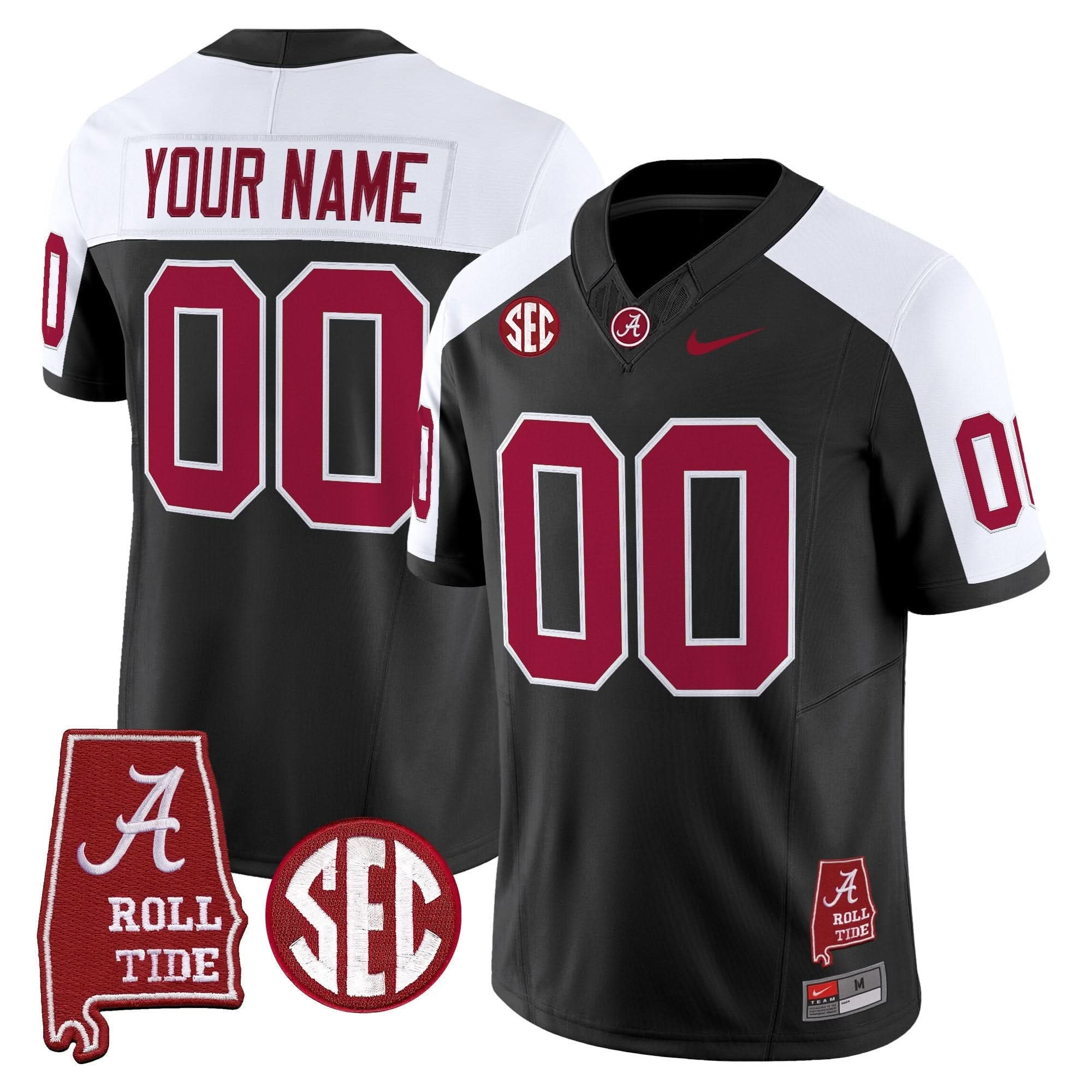Custom Alabama Crimson Tide Jersey Throwback Vapor Limited - Alabama Map - All Stitched