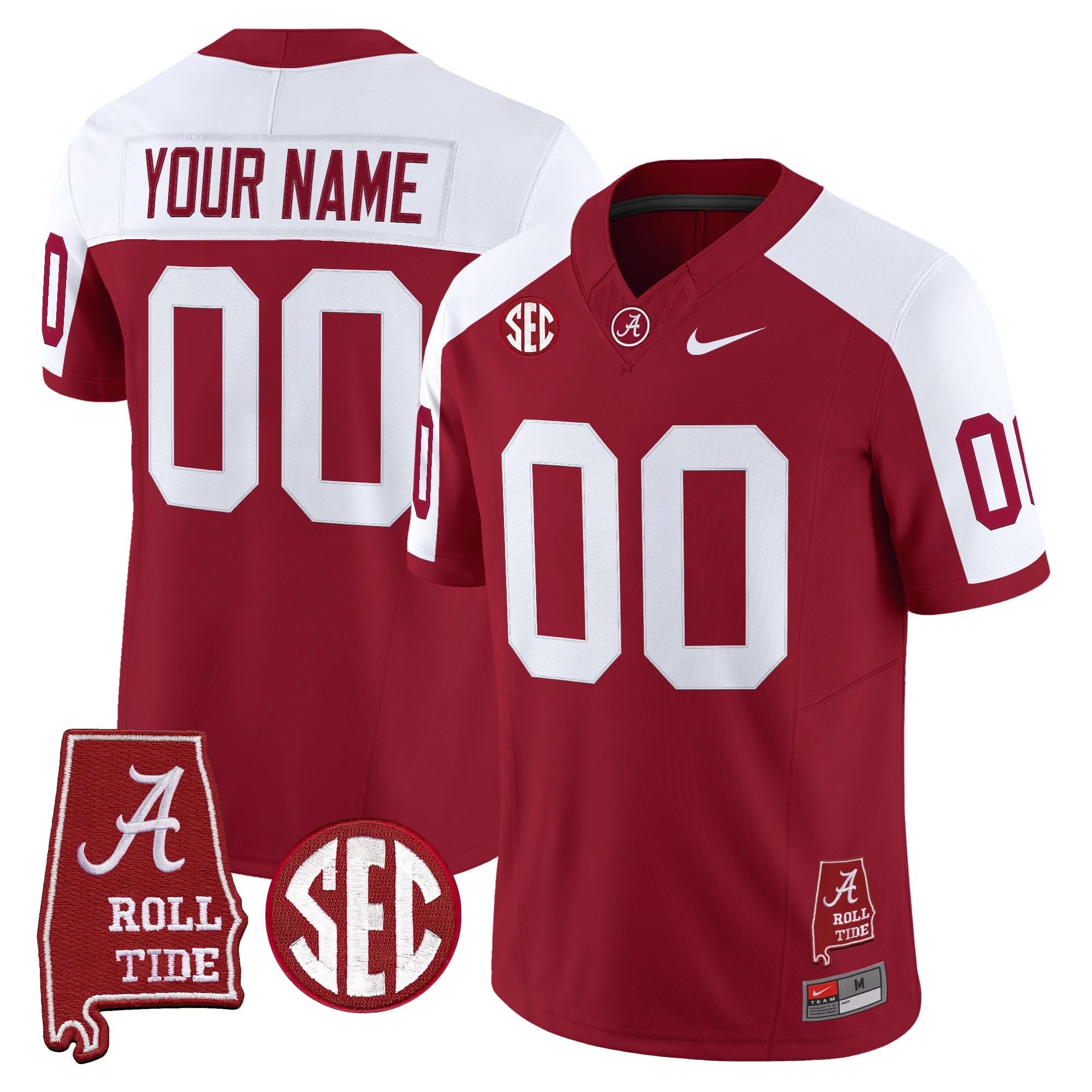 Custom Alabama Crimson Tide Jersey Throwback Vapor Limited - Alabama Map - All Stitched - Image 2