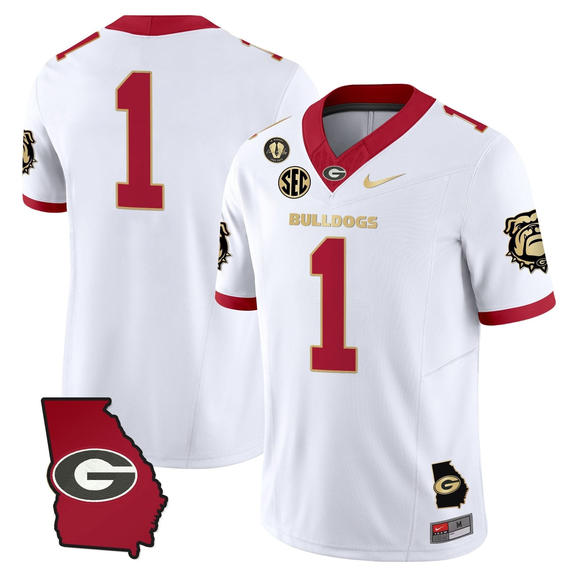 Georgia Bulldogs 2025 Georgia Map & Vince Dooley Patch Vapor Limited Jersey - All Stitched - Image 17