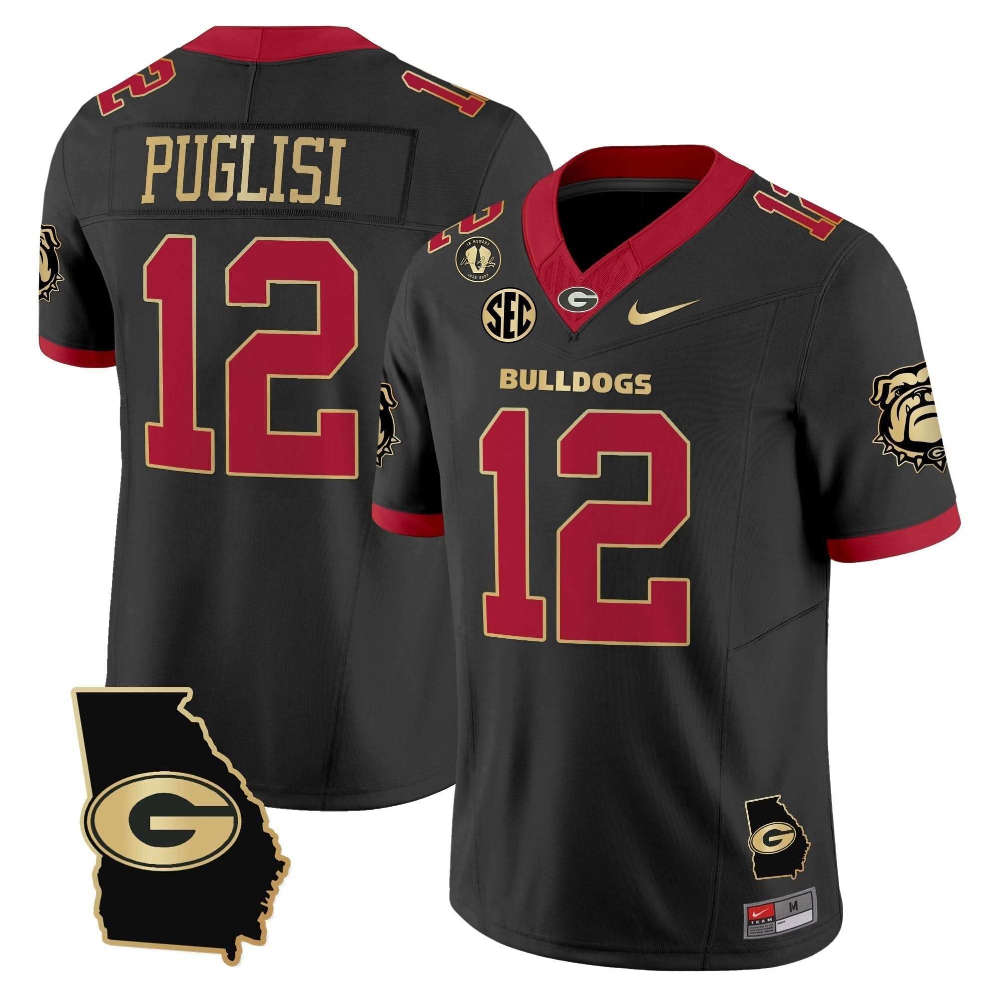 Georgia Bulldogs 2025 Georgia Map & Vince Dooley Patch Vapor Limited Jersey - All Stitched - Image 3