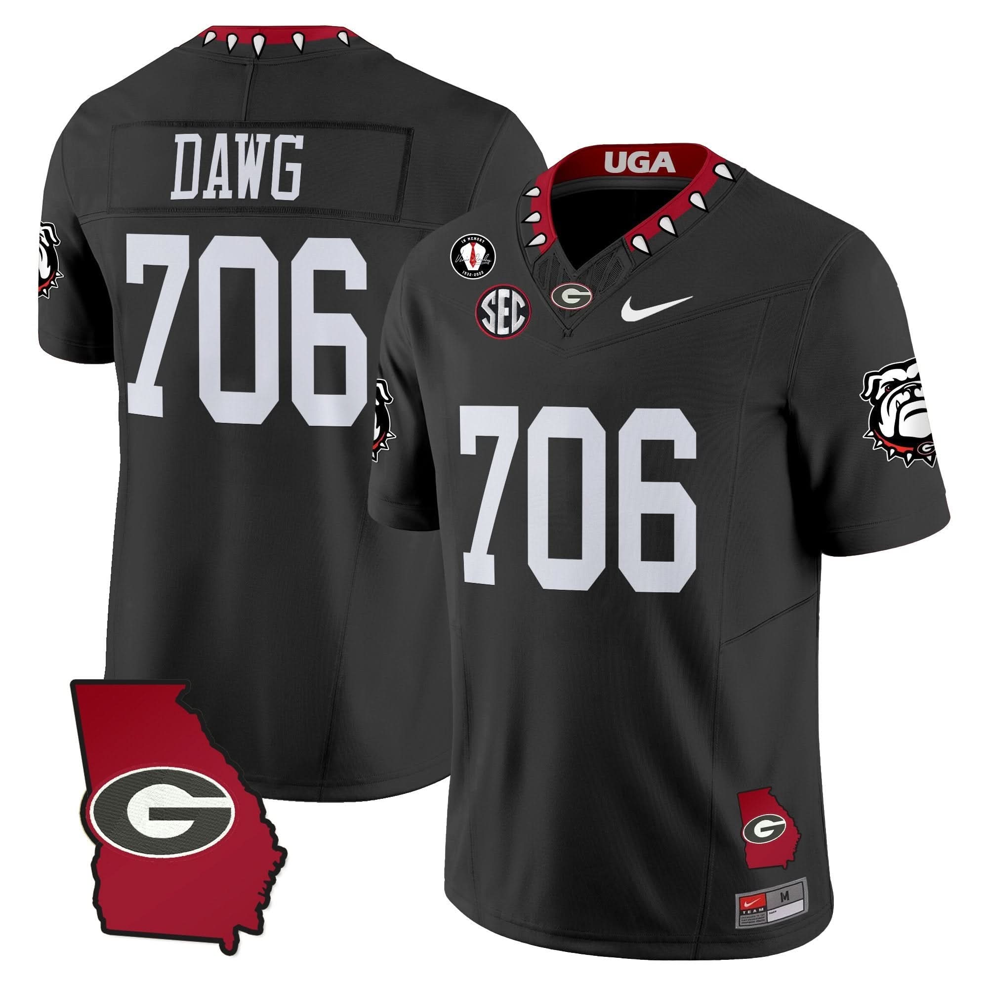 Georgia Bulldogs 2025 Georgia Map & Vince Dooley Patch Vapor Limited Jersey - All Stitched - Image 28
