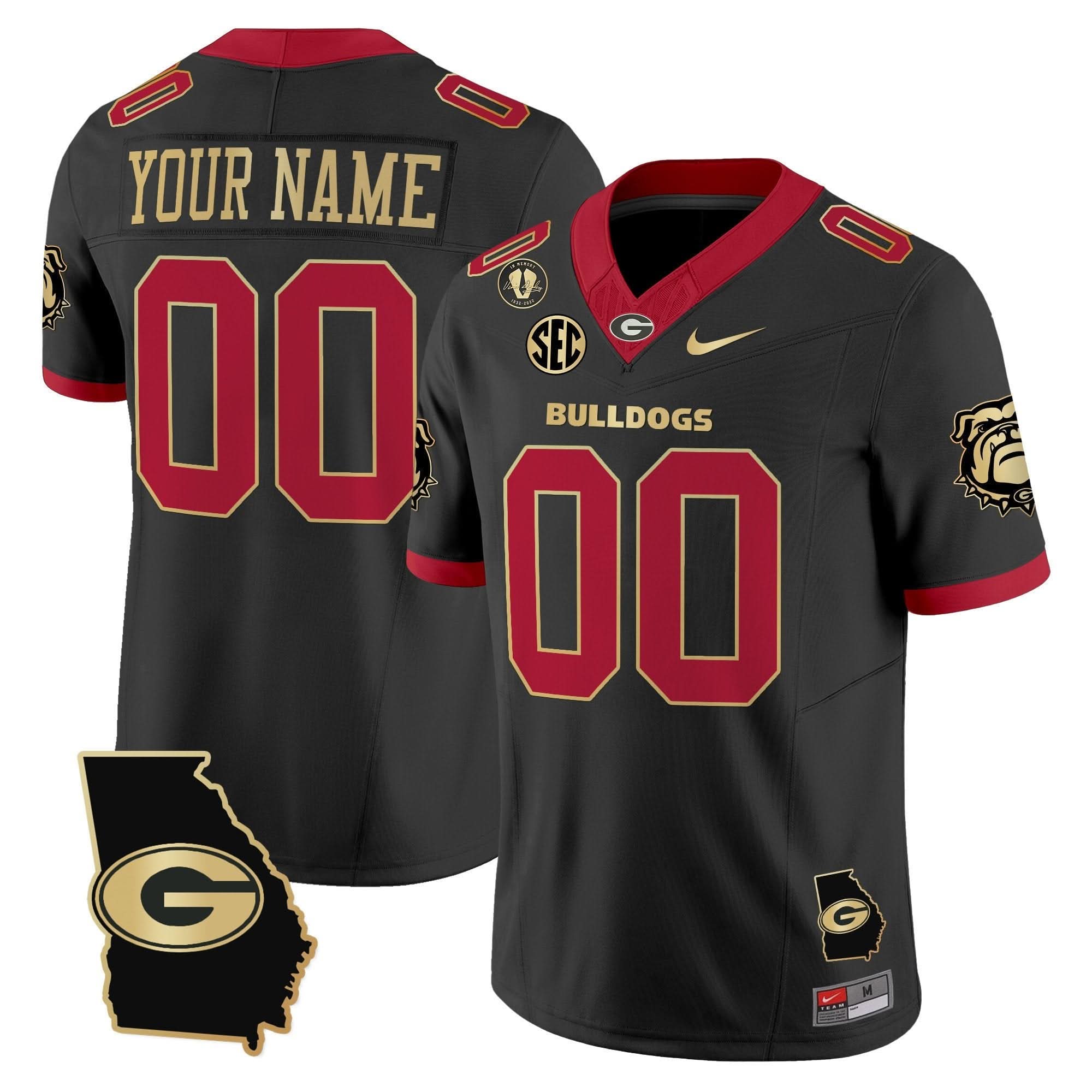 Custom Georgia Bulldogs Jersey 2025 Georgia Map & Vince Dooley Patch Vapor Limited All Stitched - Image 2