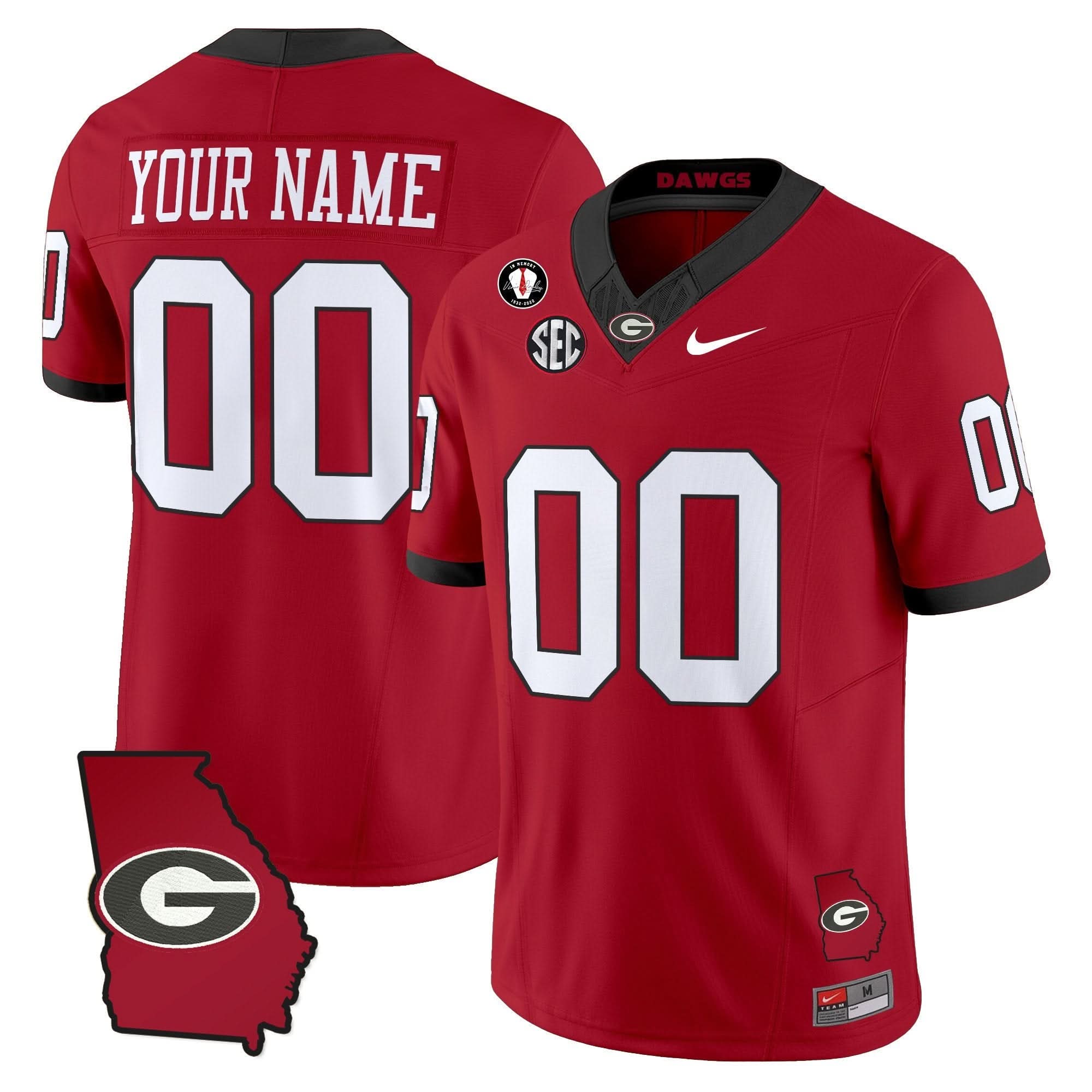 Custom Georgia Bulldogs Jersey 2025 Georgia Map & Vince Dooley Patch Vapor Limited All Stitched - Image 4