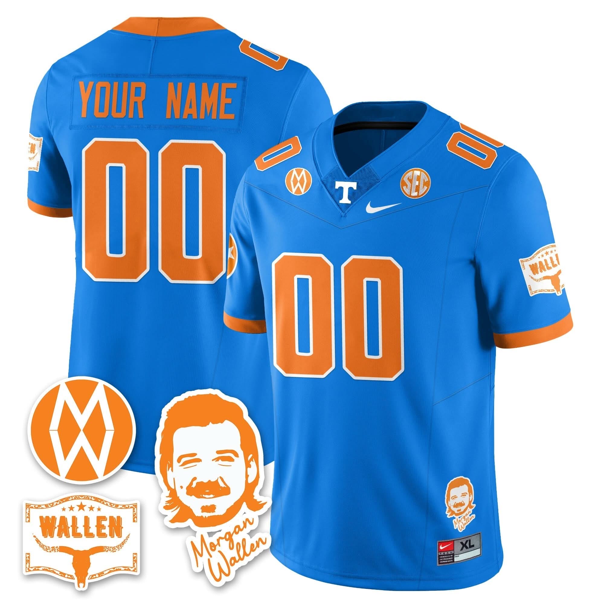 Custom Tennessee Volunteers Jersey Name, Number Morgan Wallen 2025 All Stitched - Image 2