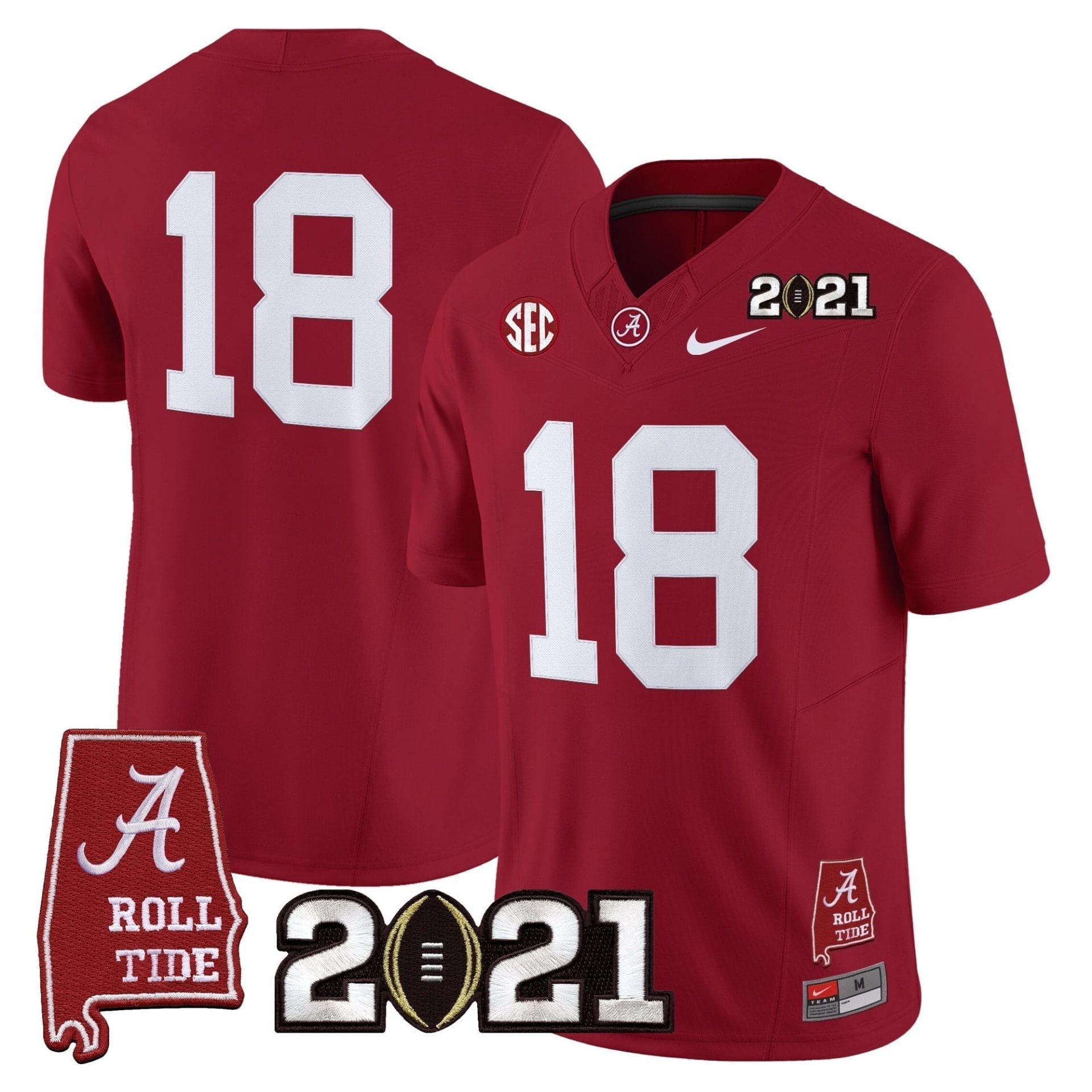 Alabama Crimson Tide '2021 CFP National Championship' Vapor Limited Jersey - Alabama Map - All Stitched - Image 35