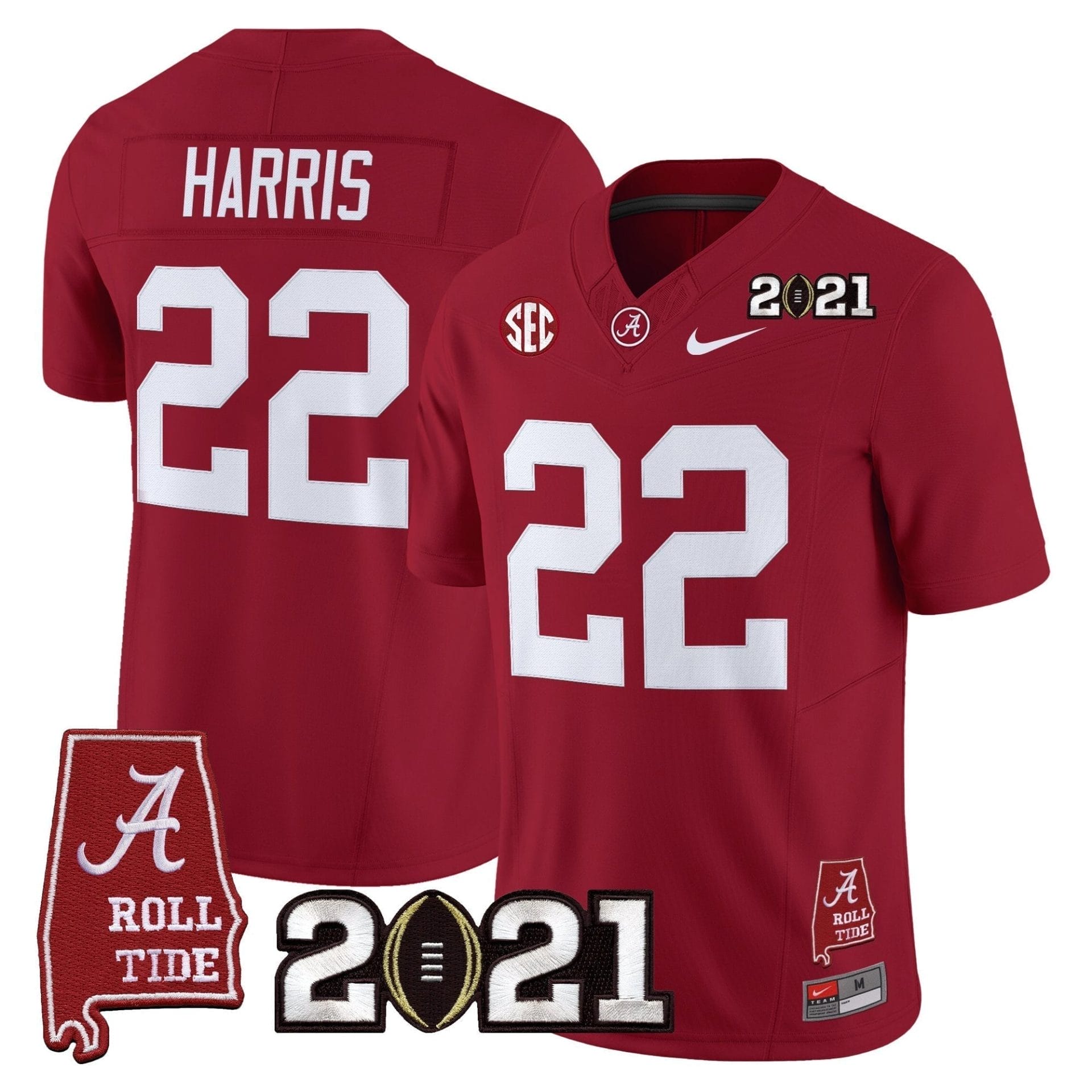 Alabama Crimson Tide '2021 CFP National Championship' Vapor Limited Jersey - Alabama Map - All Stitched - Image 30