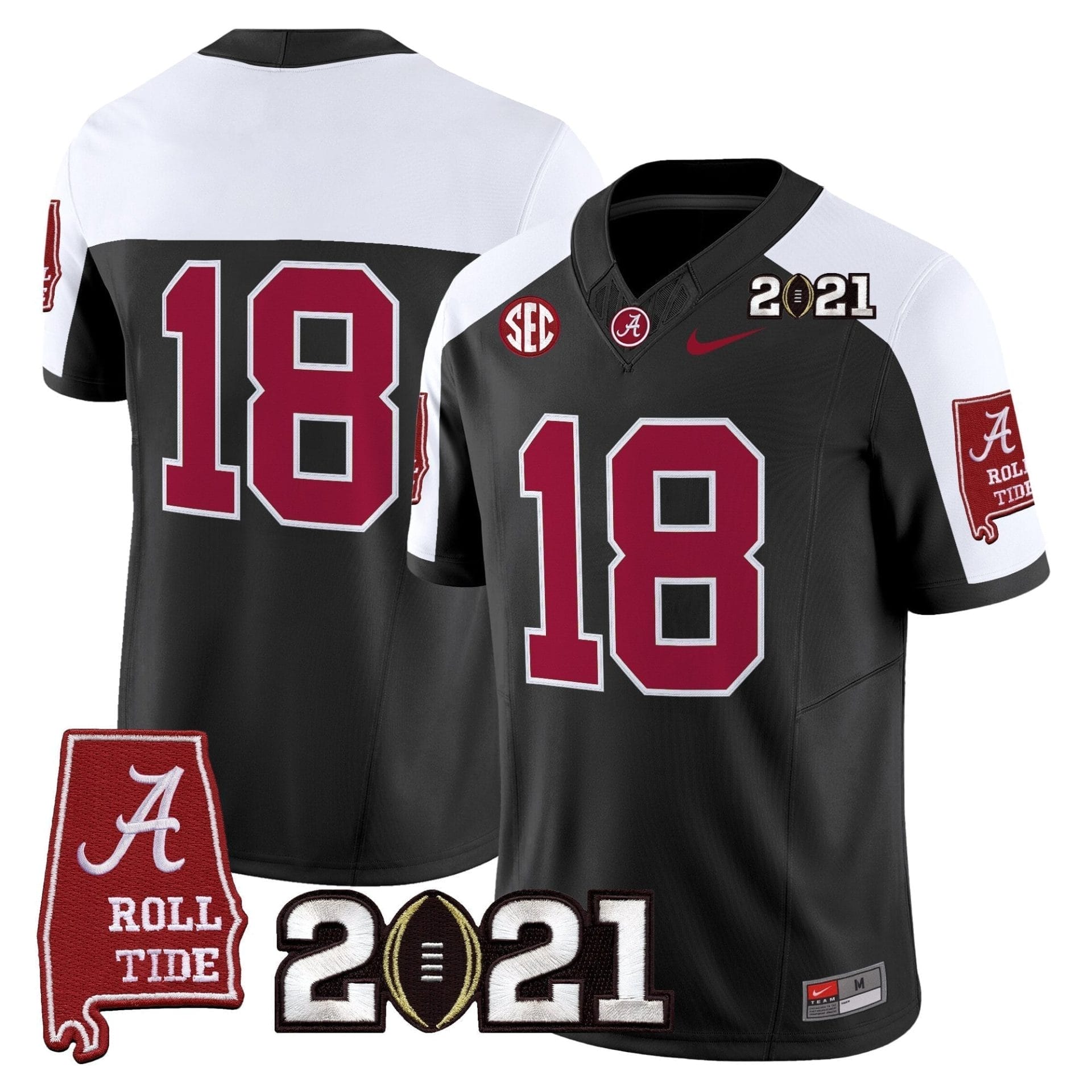 Alabama Crimson Tide '2021 CFP National Championship' Vapor Limited Jersey - Alabama Map - All Stitched - Image 5