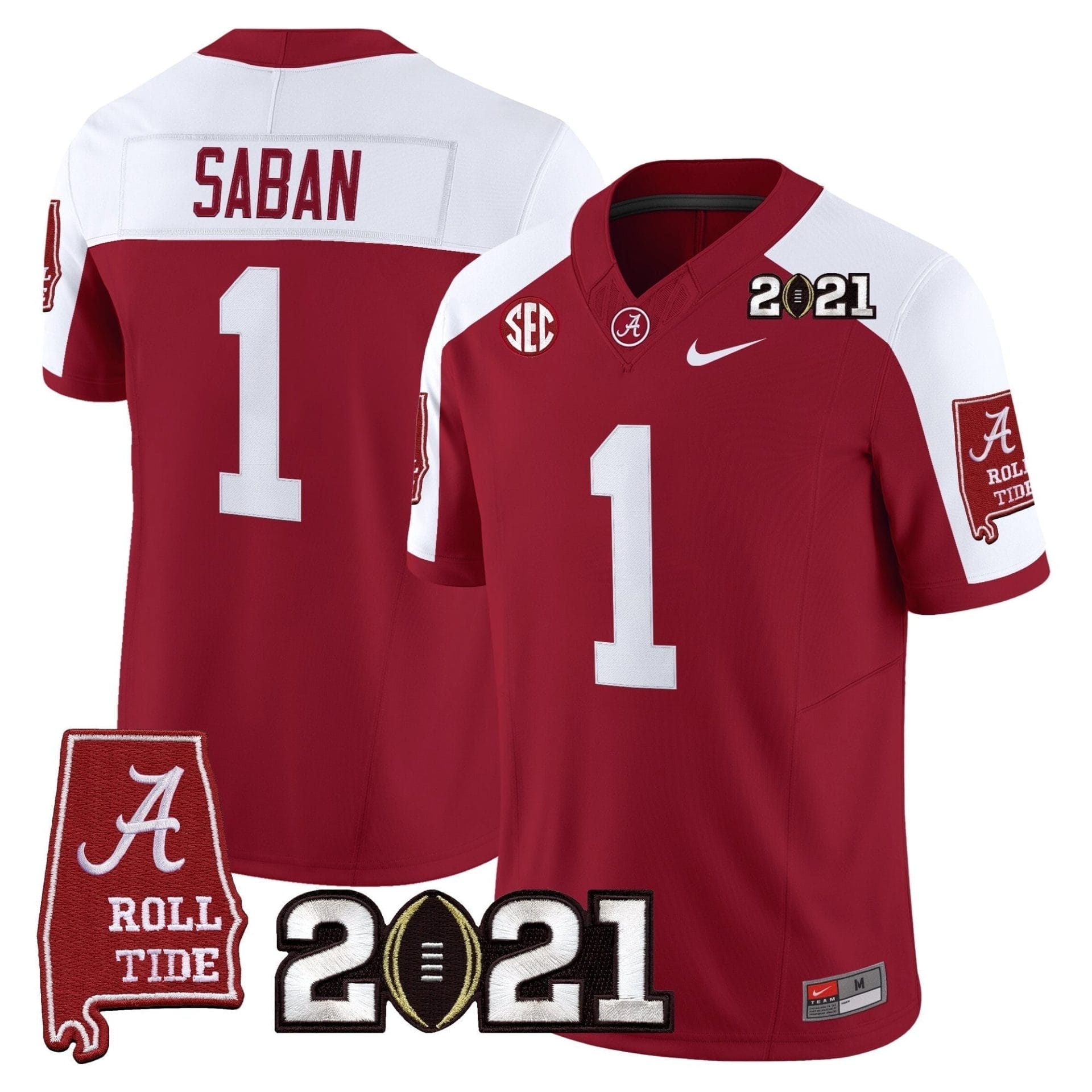 Alabama Crimson Tide '2021 CFP National Championship' Vapor Limited Jersey - Alabama Map - All Stitched - Image 14