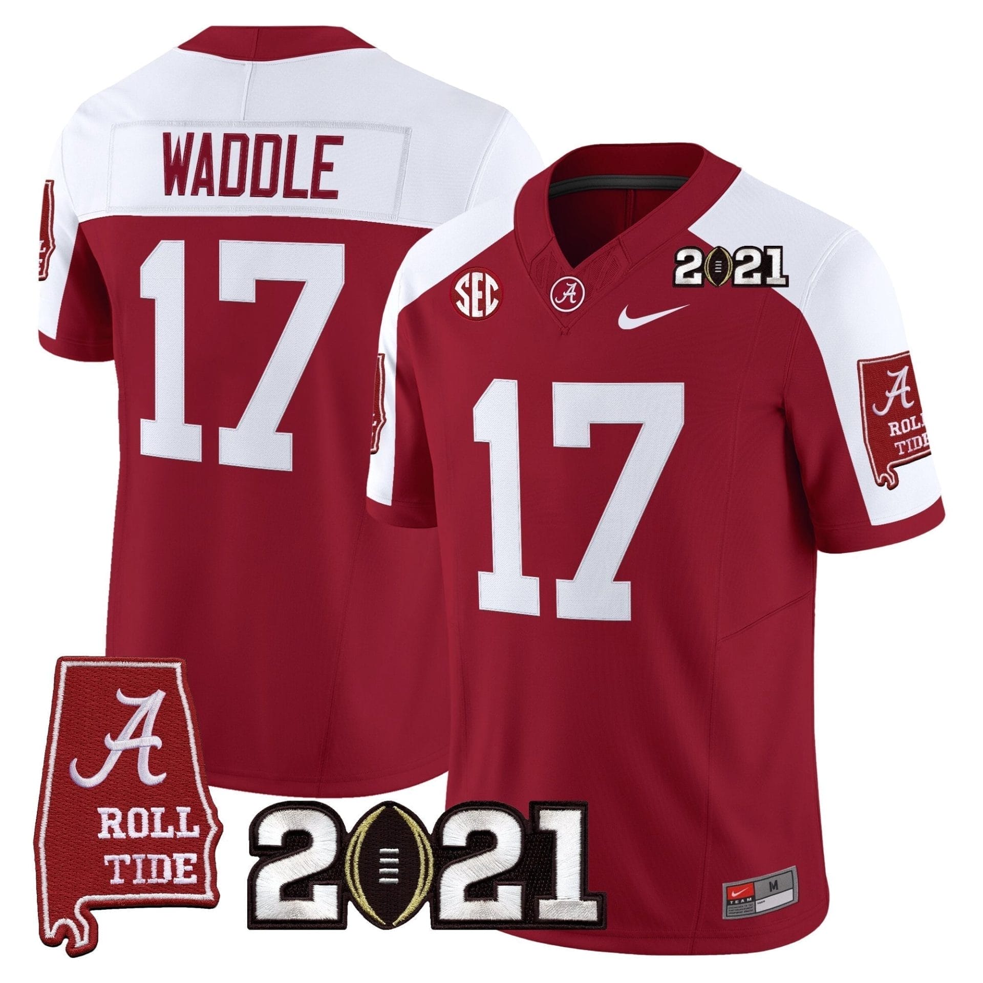 Alabama Crimson Tide '2021 CFP National Championship' Vapor Limited Jersey - Alabama Map - All Stitched - Image 10