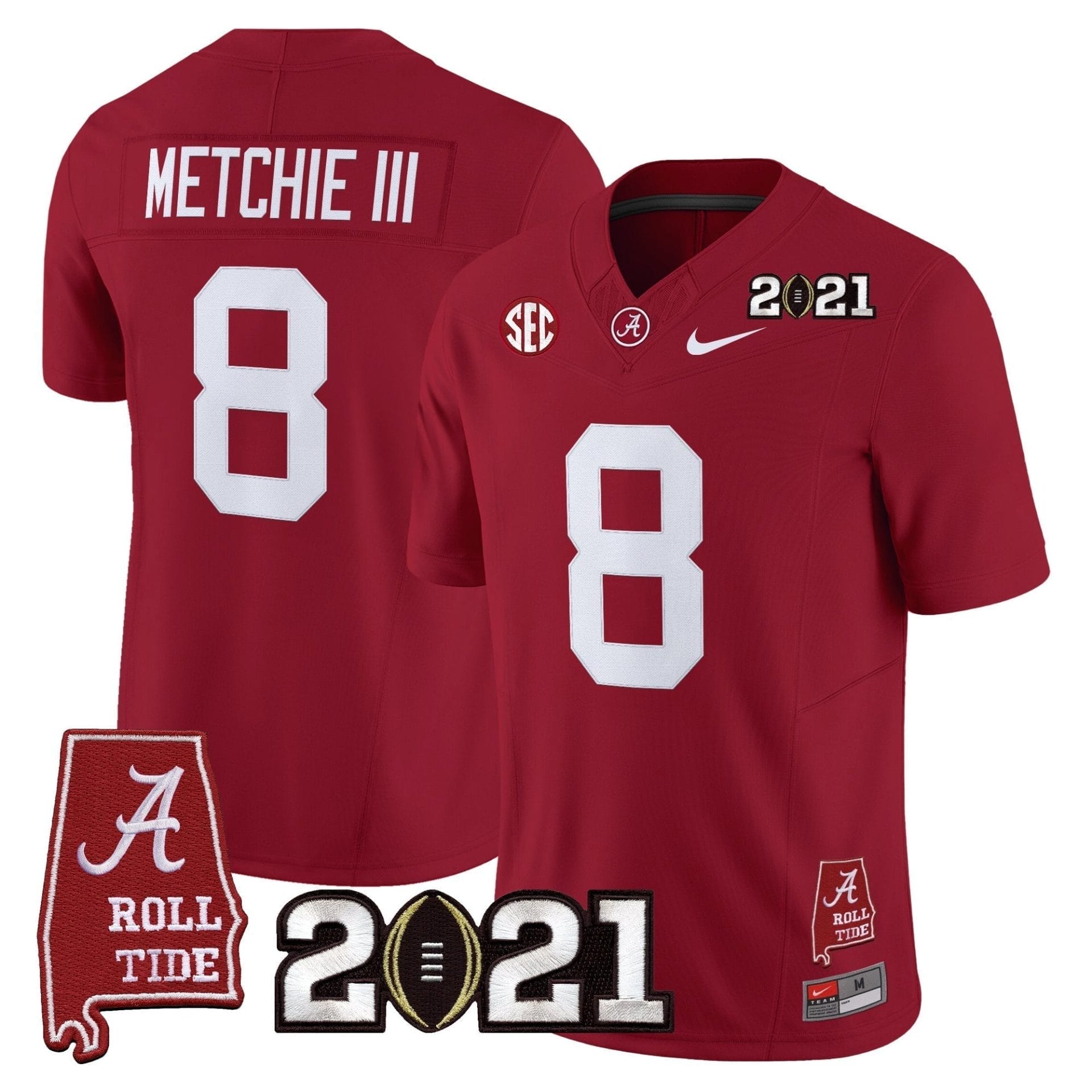 Alabama Crimson Tide '2021 CFP National Championship' Vapor Limited Jersey - Alabama Map - All Stitched - Image 33