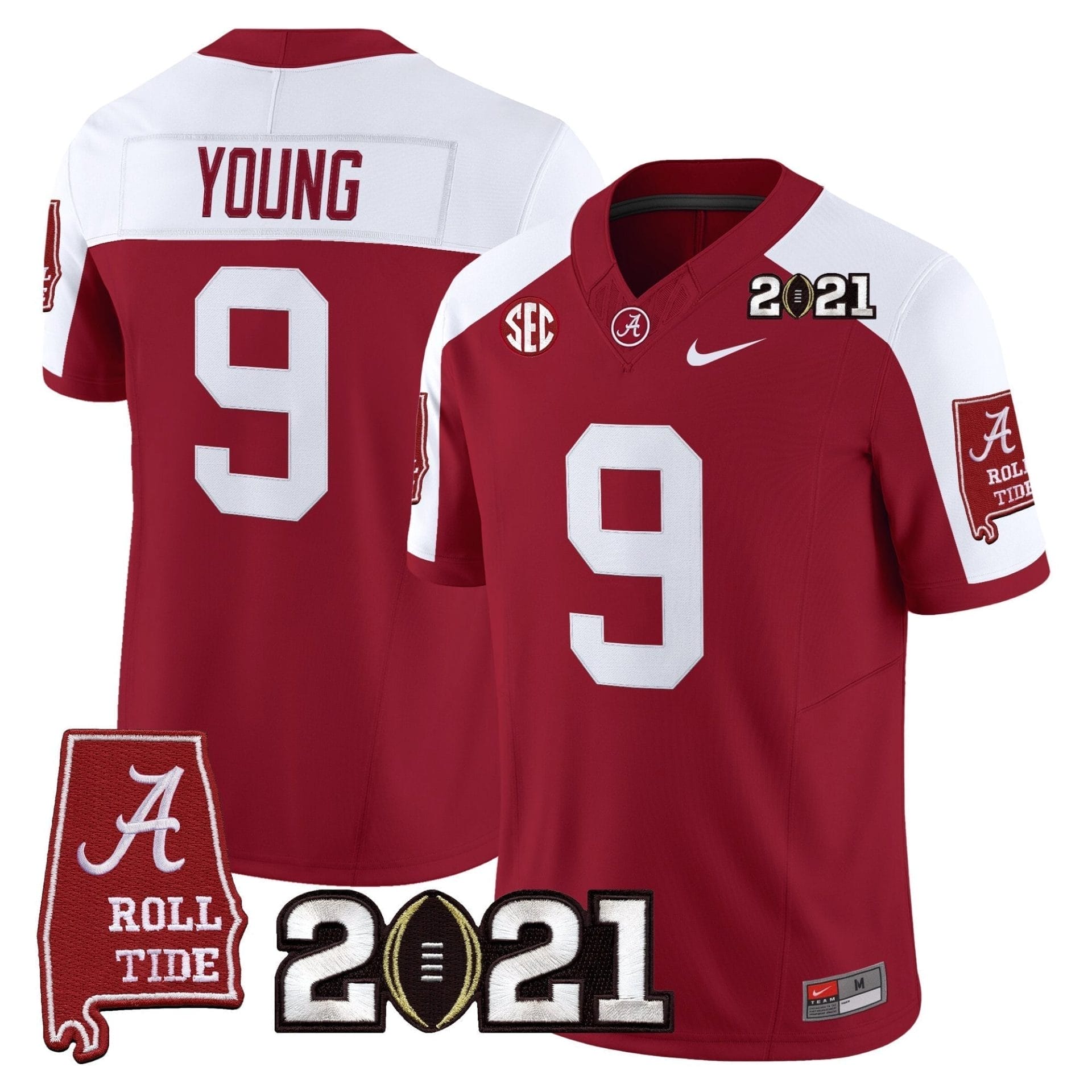 Alabama Crimson Tide '2021 CFP National Championship' Vapor Limited Jersey - Alabama Map - All Stitched - Image 13