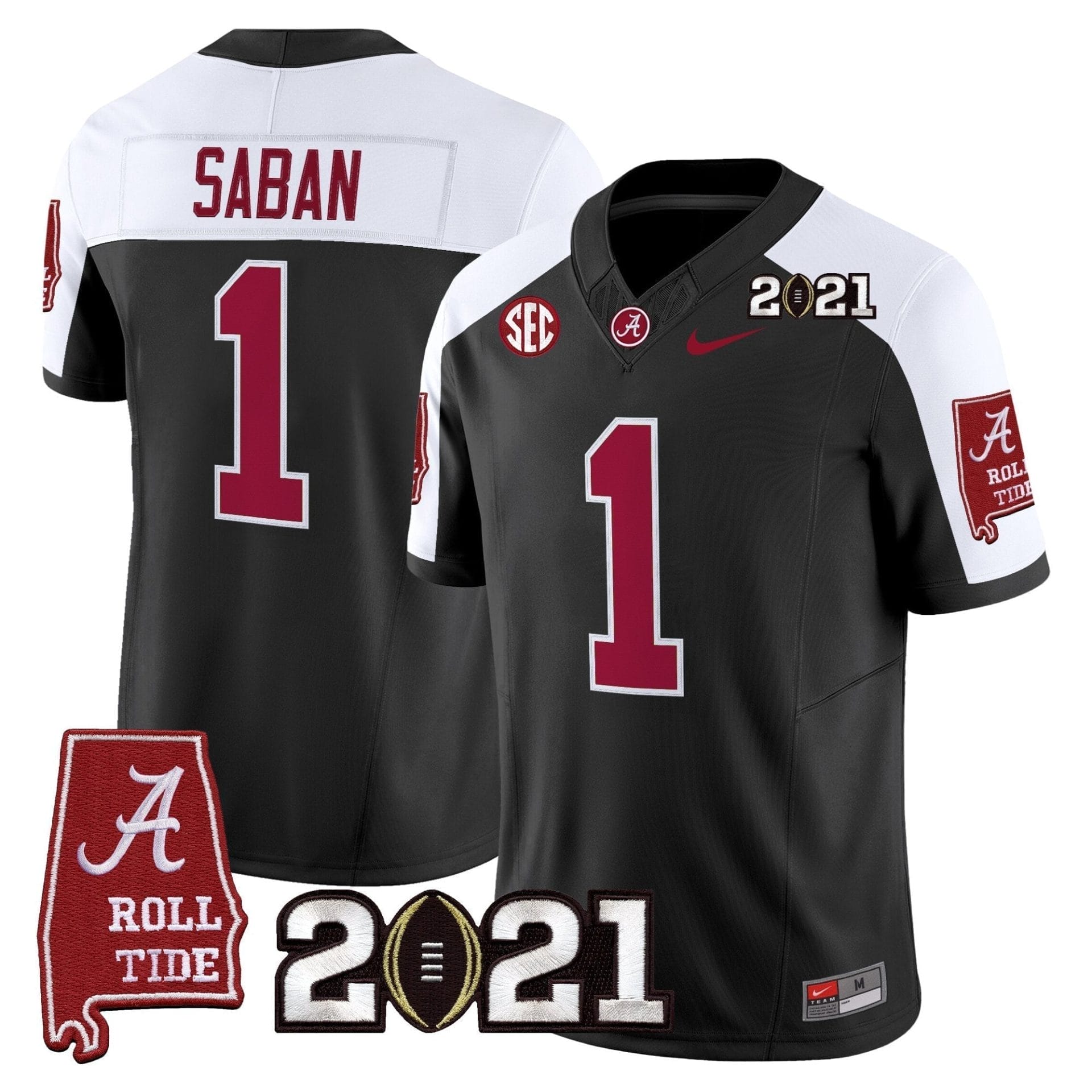 Alabama Crimson Tide '2021 CFP National Championship' Vapor Limited Jersey - Alabama Map - All Stitched - Image 2