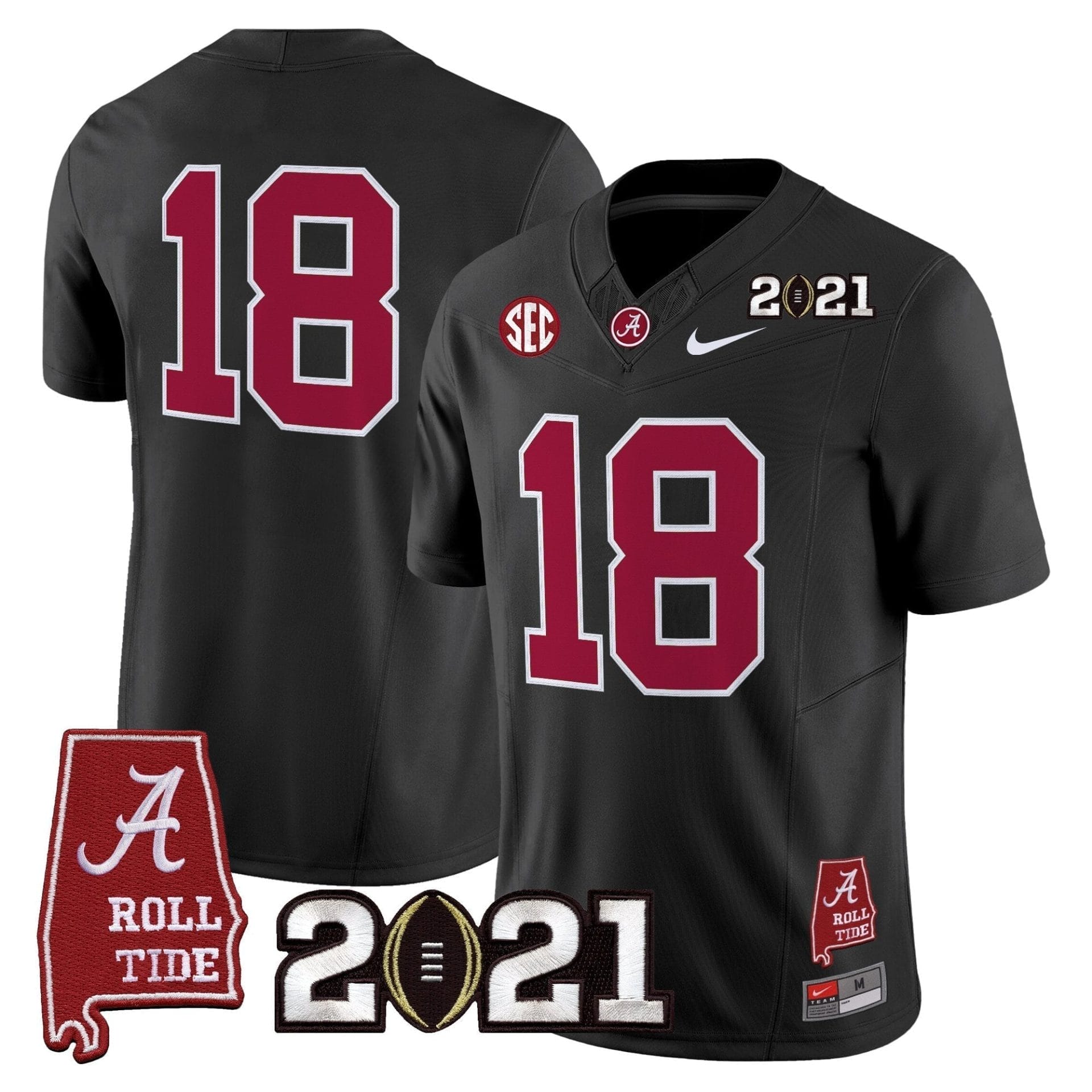 Alabama Crimson Tide '2021 CFP National Championship' Vapor Limited Jersey - Alabama Map - All Stitched - Image 29