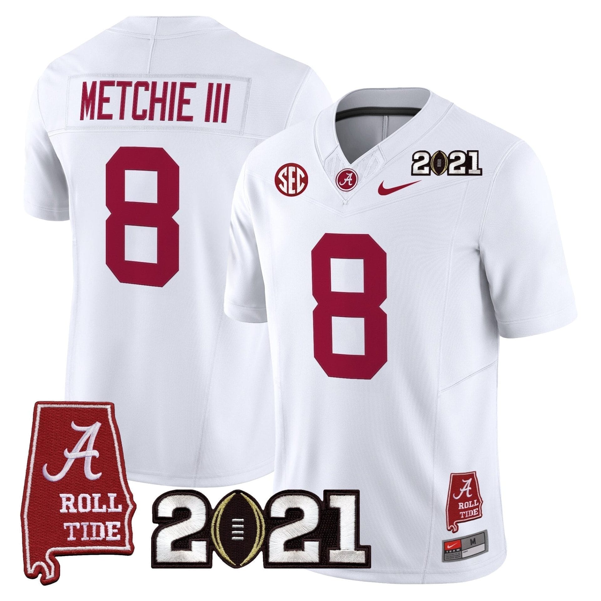 Alabama Crimson Tide '2021 CFP National Championship' Vapor Limited Jersey - Alabama Map - All Stitched - Image 40