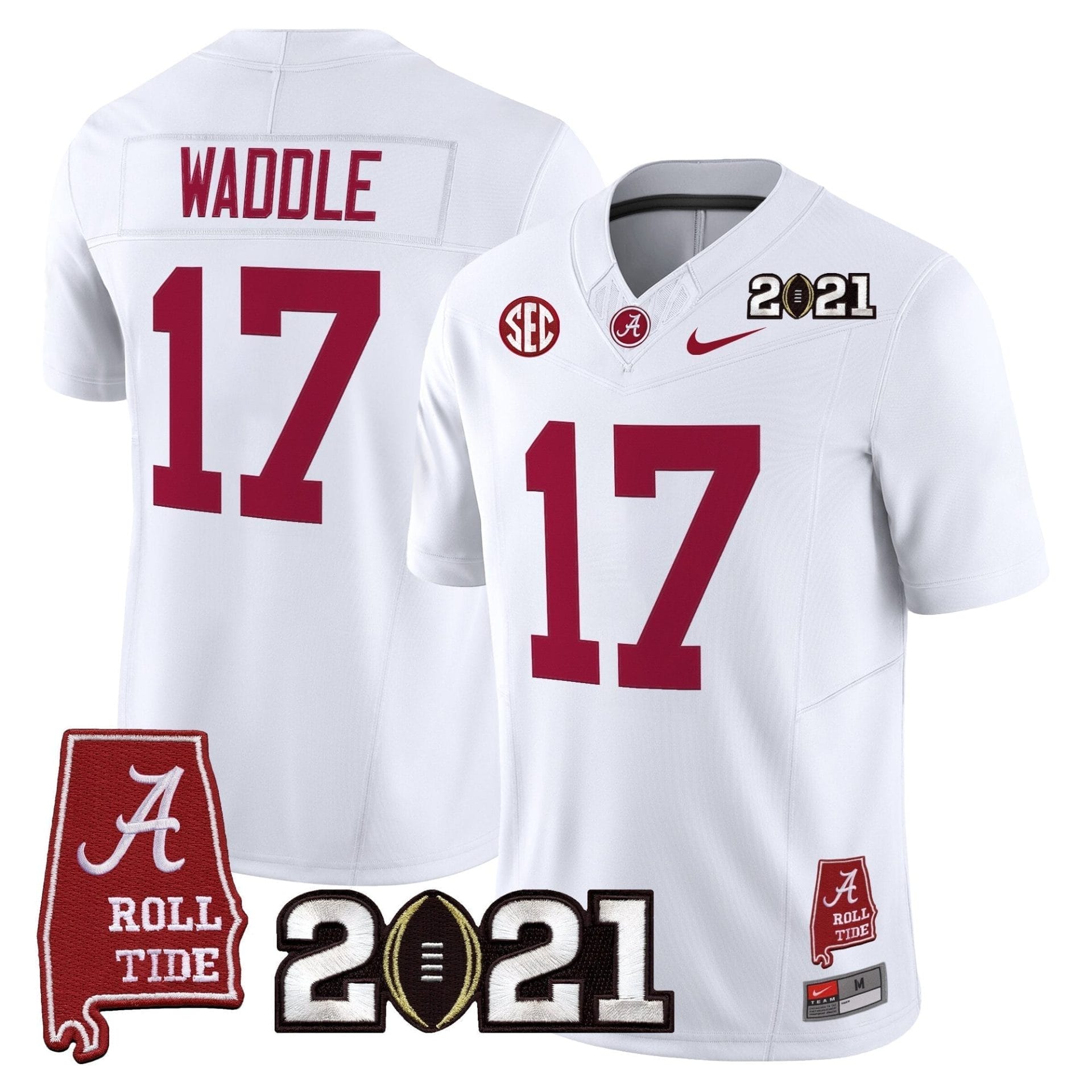 Alabama Crimson Tide '2021 CFP National Championship' Vapor Limited Jersey - Alabama Map - All Stitched - Image 36