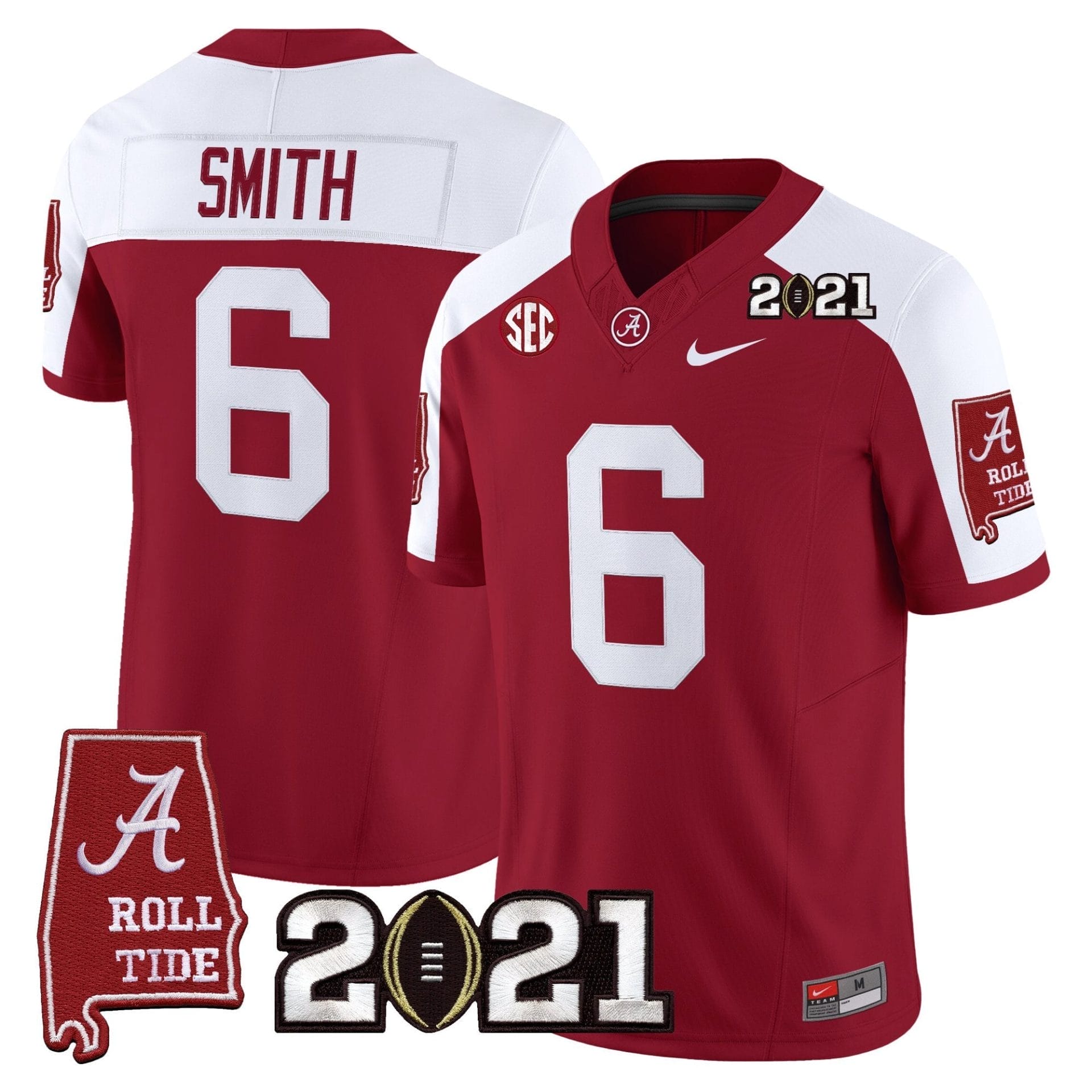 Alabama Crimson Tide '2021 CFP National Championship' Vapor Limited Jersey - Alabama Map - All Stitched - Image 9