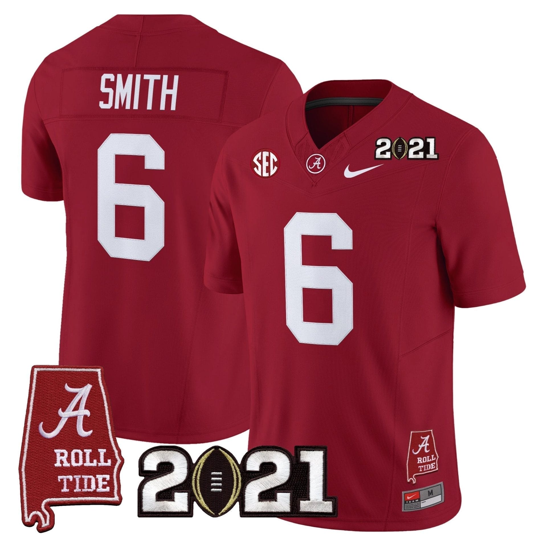 Alabama Crimson Tide '2021 CFP National Championship' Vapor Limited Jersey - Alabama Map - All Stitched - Image 8