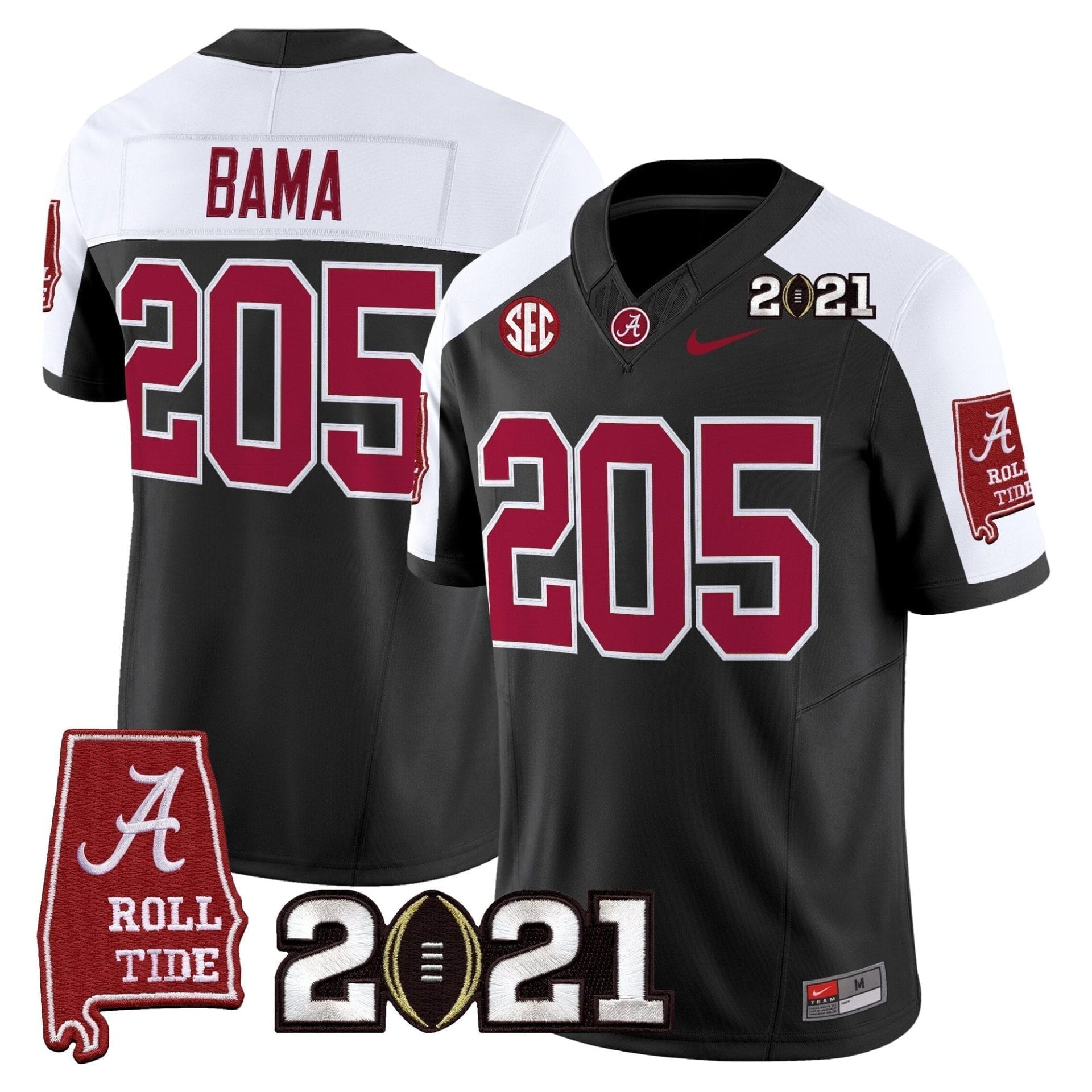 Alabama Crimson Tide '2021 CFP National Championship' Vapor Limited Jersey - Alabama Map - All Stitched - Image 41