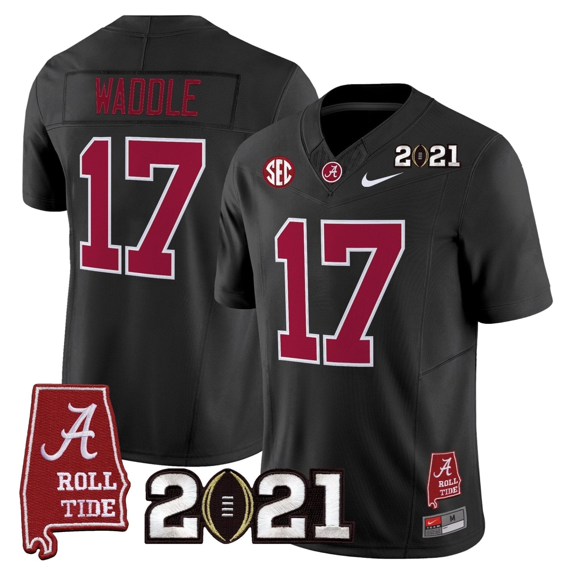Alabama Crimson Tide '2021 CFP National Championship' Vapor Limited Jersey - Alabama Map - All Stitched - Image 22