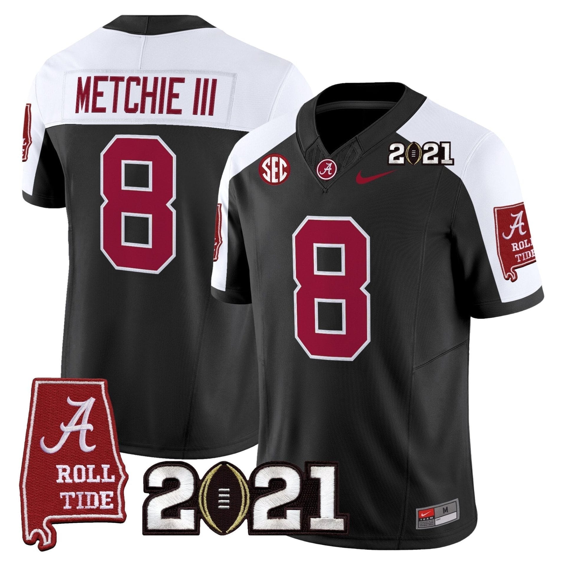Alabama Crimson Tide '2021 CFP National Championship' Vapor Limited Jersey - Alabama Map - All Stitched - Image 3