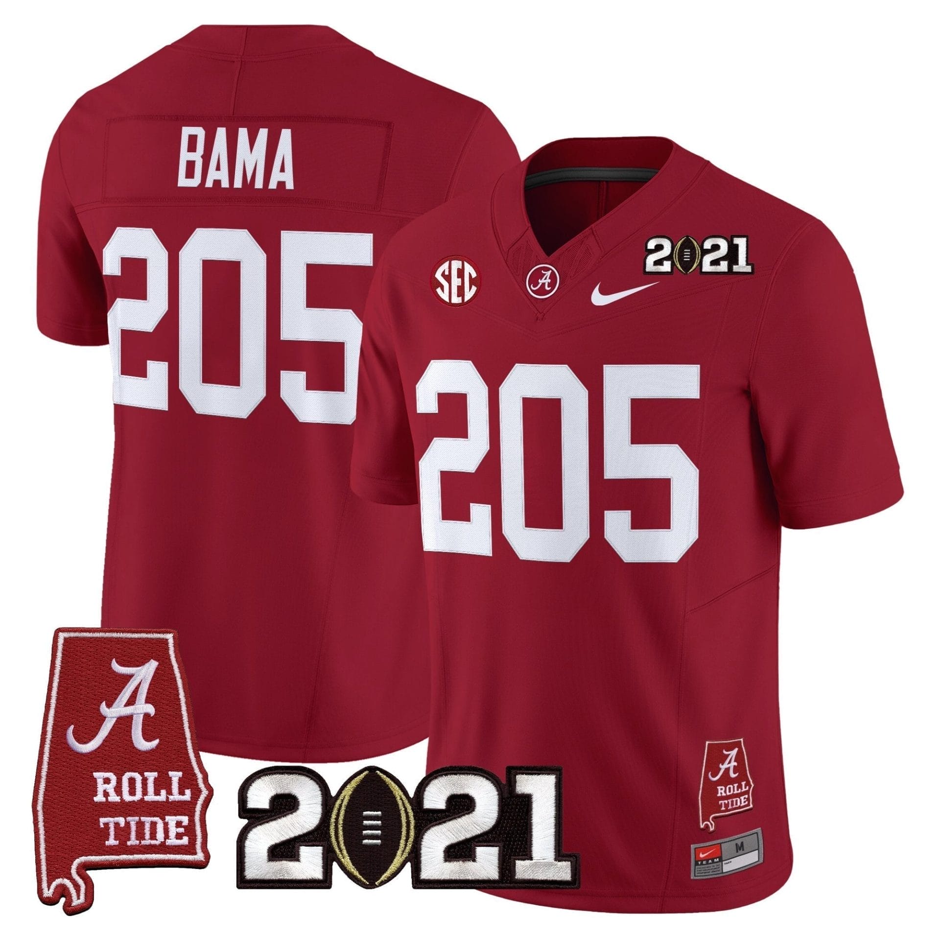 Alabama Crimson Tide '2021 CFP National Championship' Vapor Limited Jersey - Alabama Map - All Stitched - Image 34