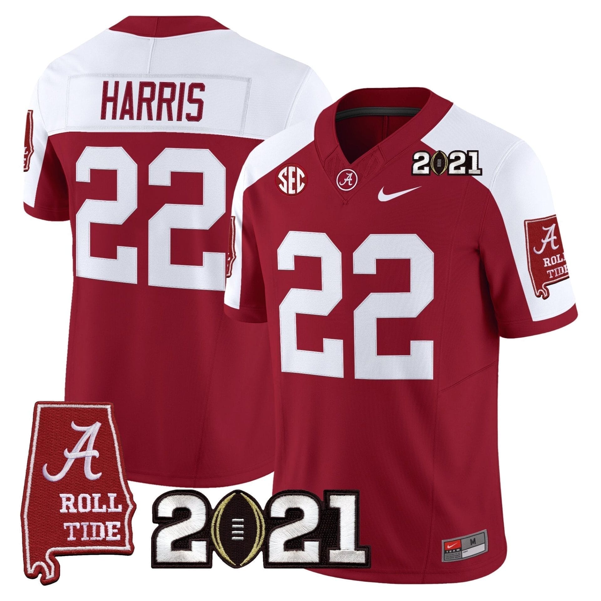 Alabama Crimson Tide '2021 CFP National Championship' Vapor Limited Jersey - Alabama Map - All Stitched - Image 11