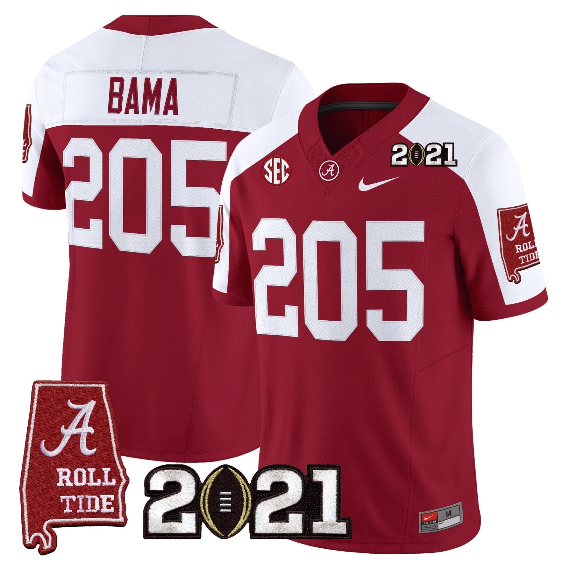 Alabama Crimson Tide '2021 CFP National Championship' Vapor Limited Jersey - Alabama Map - All Stitched - Image 7
