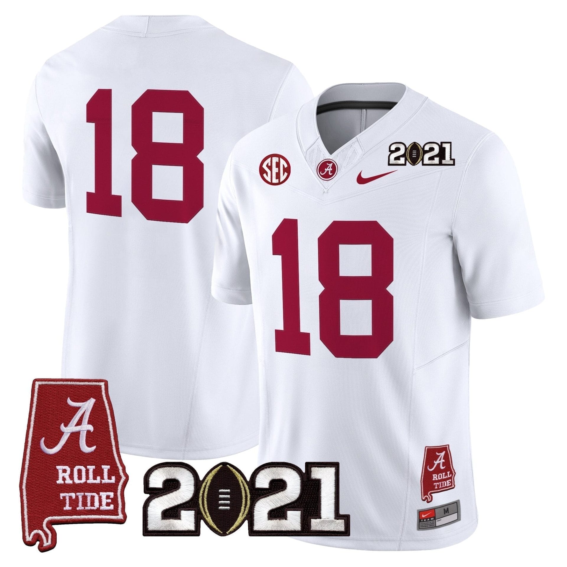 Alabama Crimson Tide '2021 CFP National Championship' Vapor Limited Jersey - Alabama Map - All Stitched - Image 12