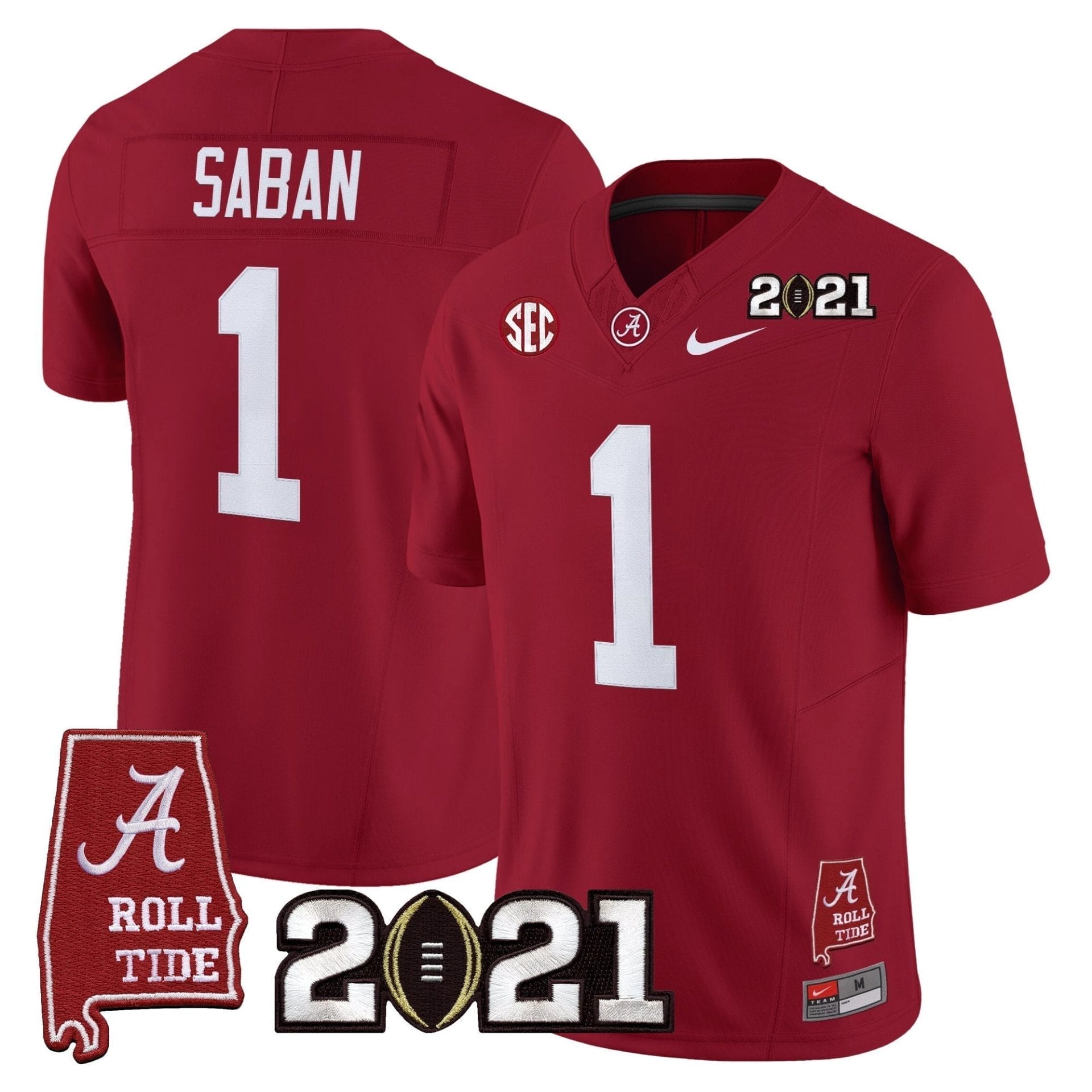 Alabama Crimson Tide '2021 CFP National Championship' Vapor Limited Jersey - Alabama Map - All Stitched - Image 32