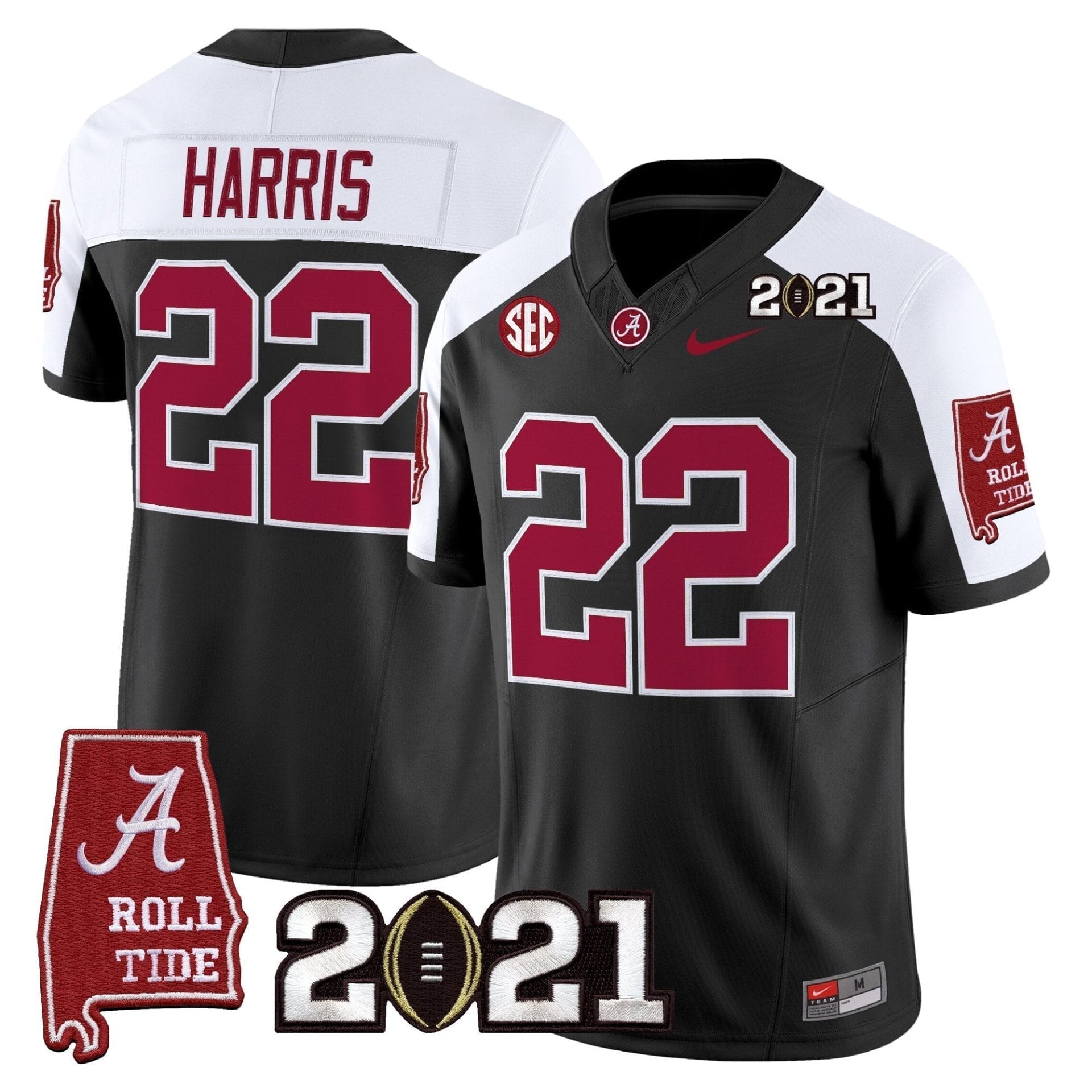 Alabama Crimson Tide '2021 CFP National Championship' Vapor Limited Jersey - Alabama Map - All Stitched - Image 44
