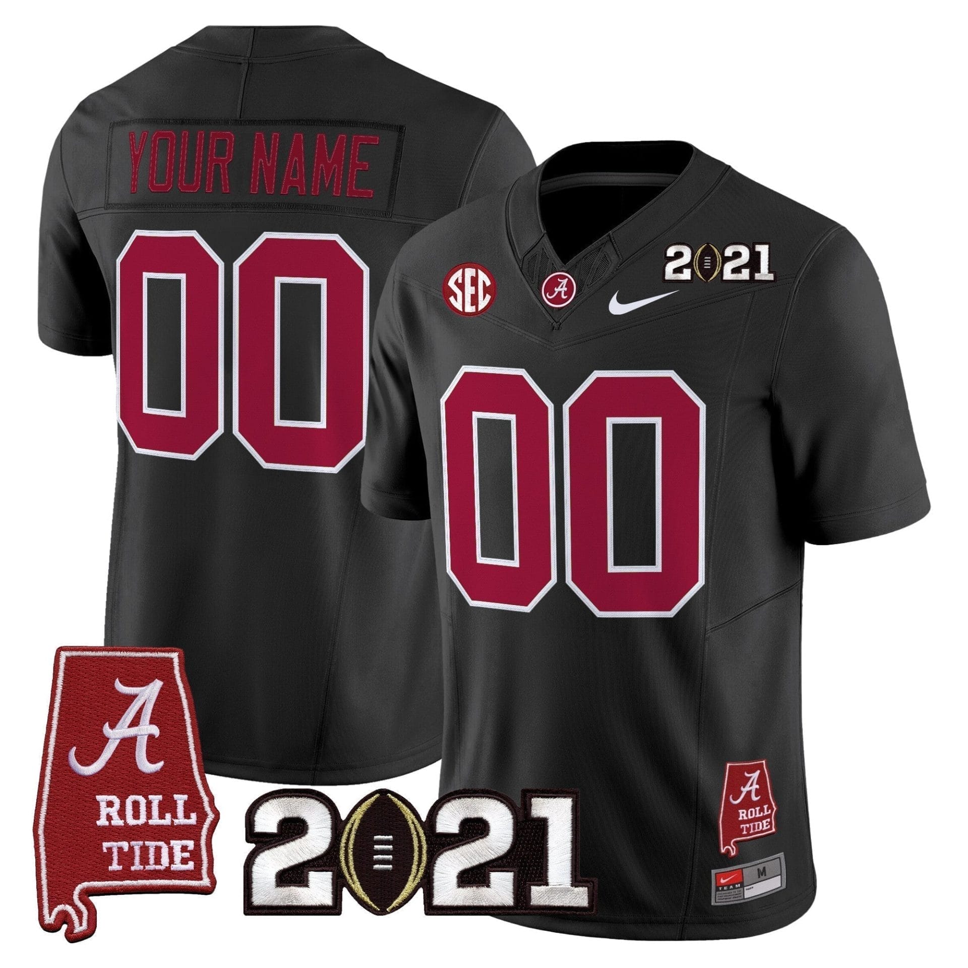 Custom Alabama Crimson Tide Jersey '2021 CFP National Championship' Vapor Limited - Alabama Map - All Stitched - Image 5