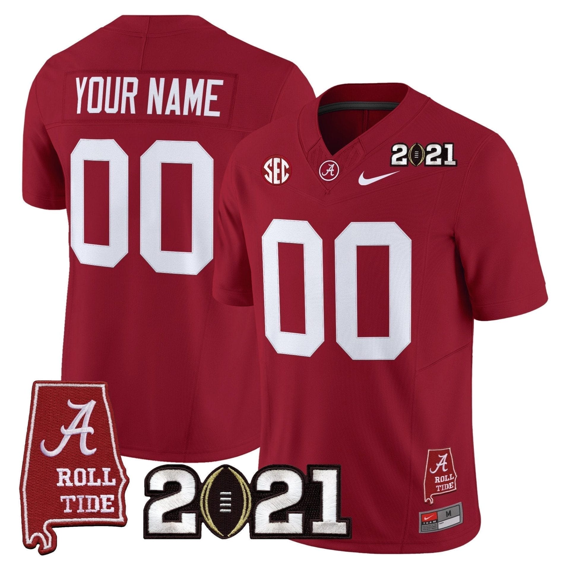 Custom Alabama Crimson Tide Jersey '2021 CFP National Championship' Vapor Limited - Alabama Map - All Stitched