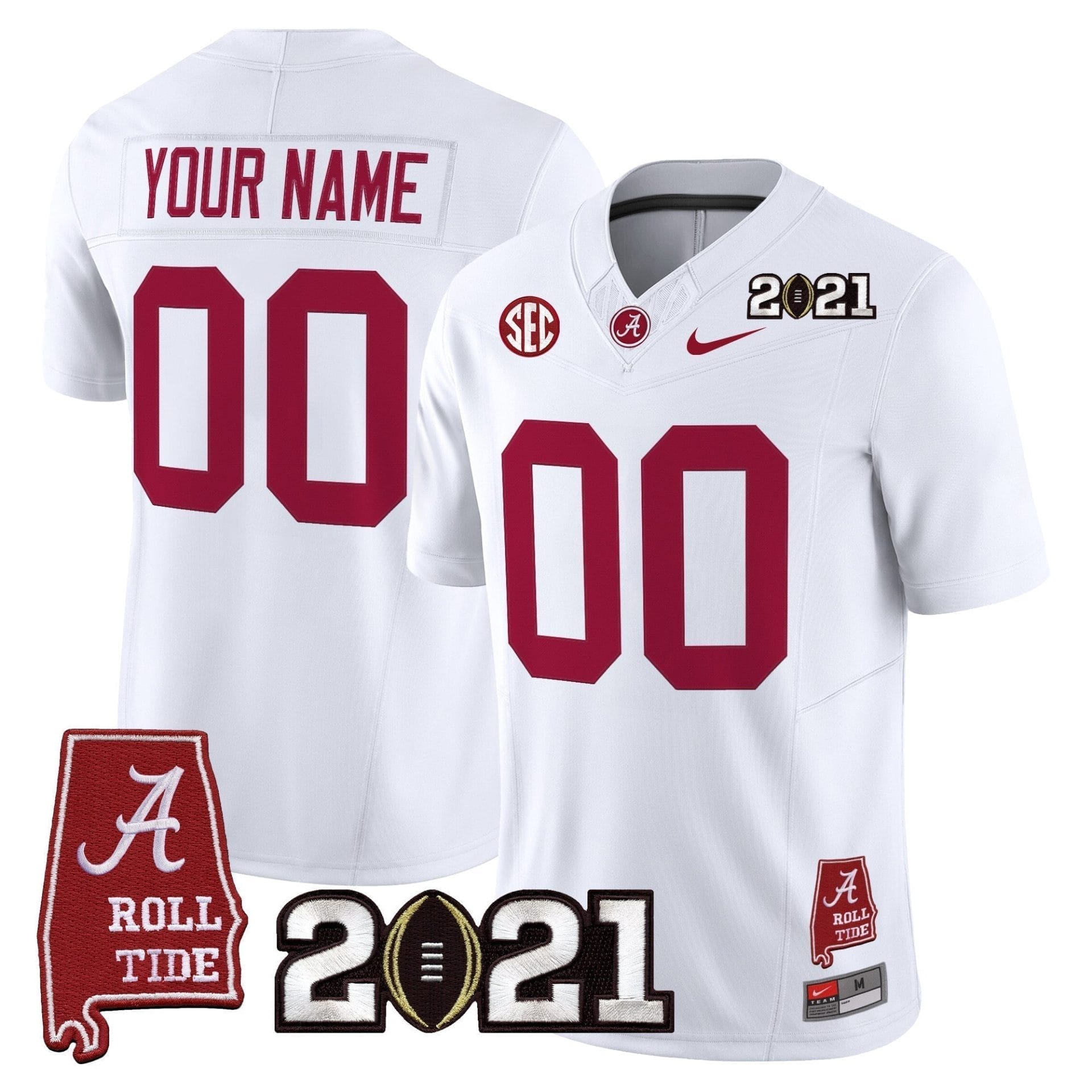 Custom Alabama Crimson Tide Jersey '2021 CFP National Championship' Vapor Limited - Alabama Map - All Stitched - Image 2