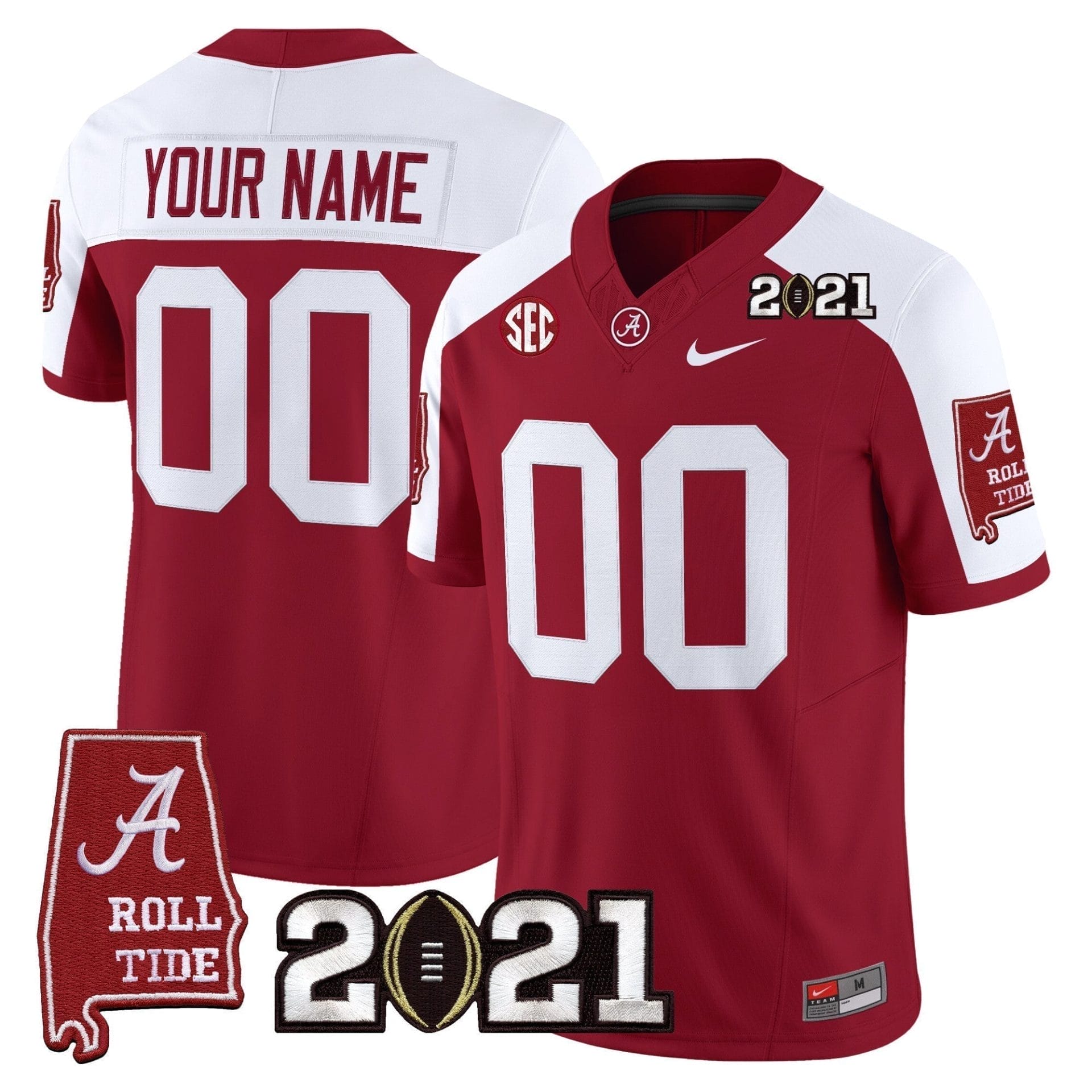 Custom Alabama Crimson Tide Jersey '2021 CFP National Championship' Vapor Limited - Alabama Map - All Stitched - Image 4