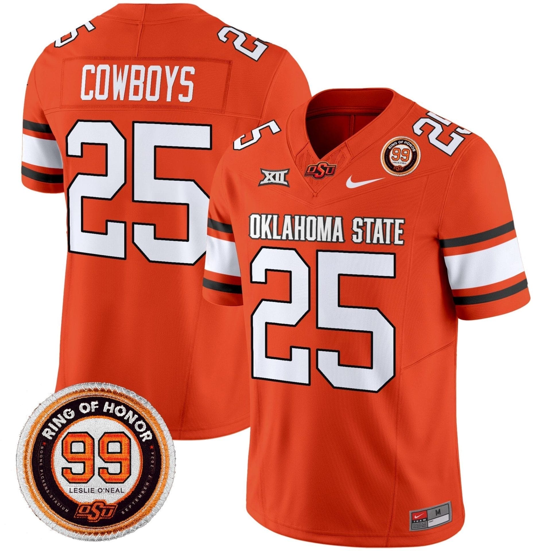 Oklahoma State Cowboys 2025 Vapor Limited Jersey - Leslie O'neal Patch - All Stitched - Image 3