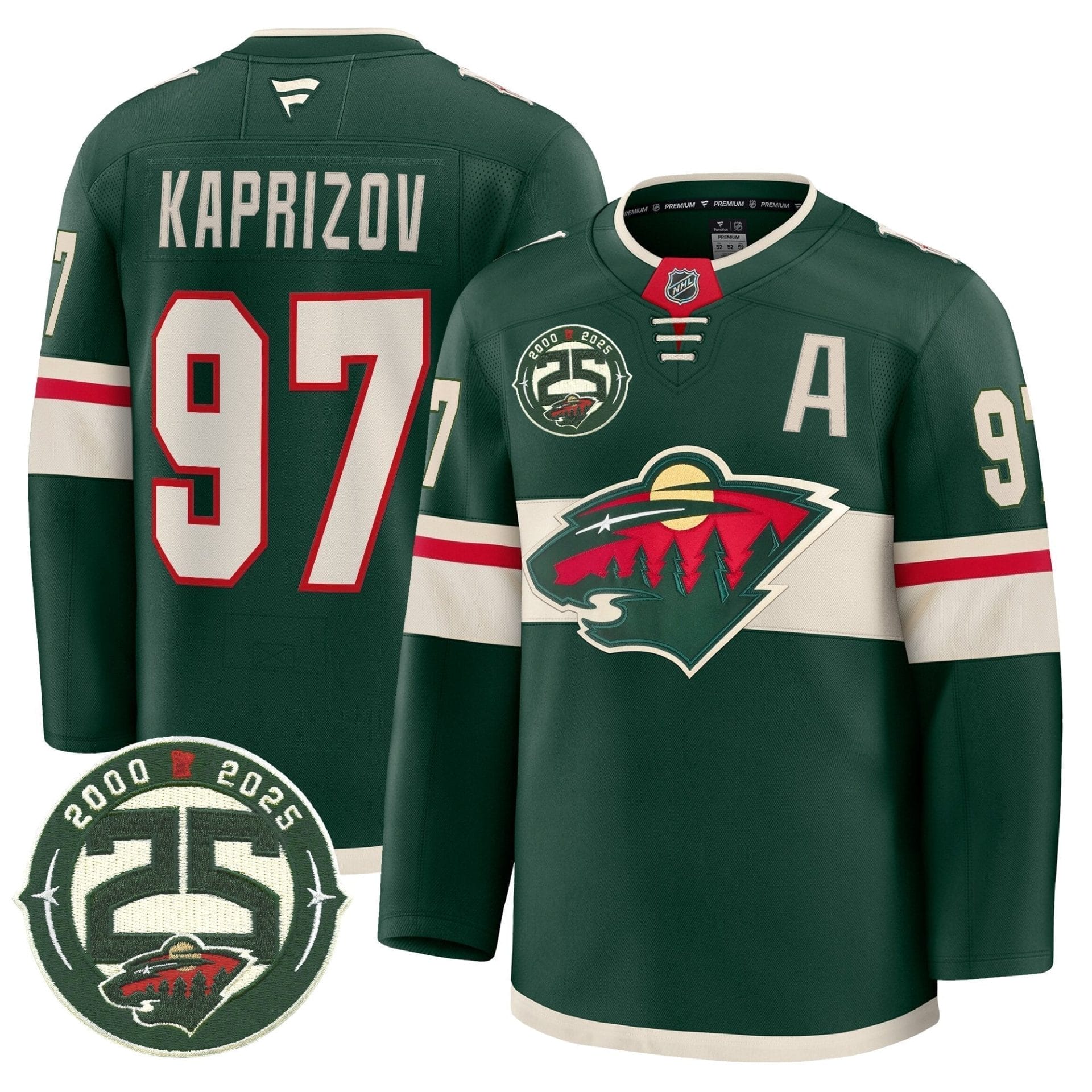 Minnesota Wild 25th Anniversary Patch Premium Jersey - All Stitched