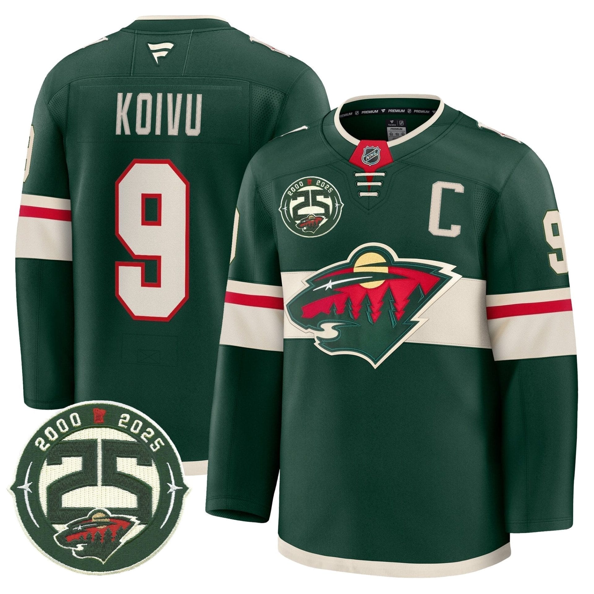 Minnesota Wild 25th Anniversary Patch Premium Jersey - All Stitched - Image 2