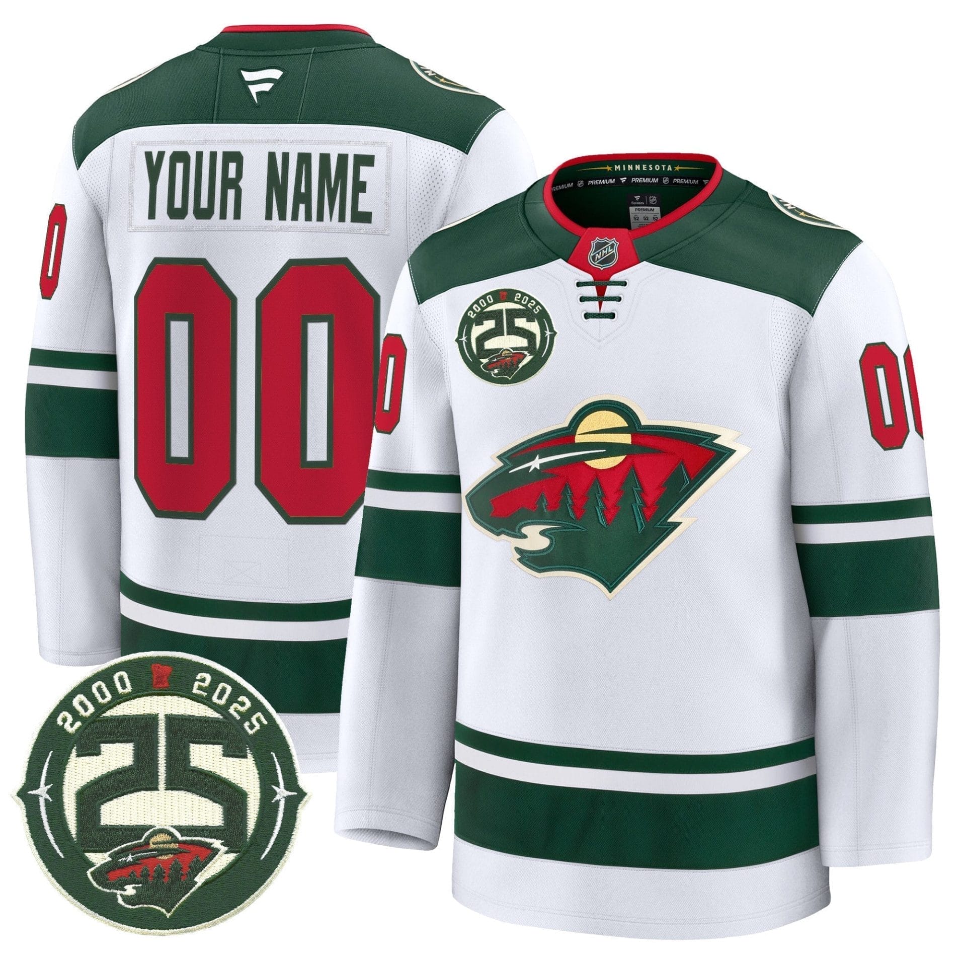 Minnesota Wild 25th Anniversary Patch Premium Custom Jersey - All Stitched - Image 2