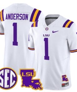 Alternative view of Aaron Anderson Jersey #1 LSU Tigers 2025 Louisiana Patch Stitched
