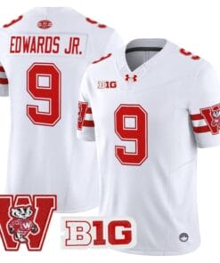 Alternative view of Billy Edwards Jr Jersey #9 Wisconsin Badgers Throwback Stitched