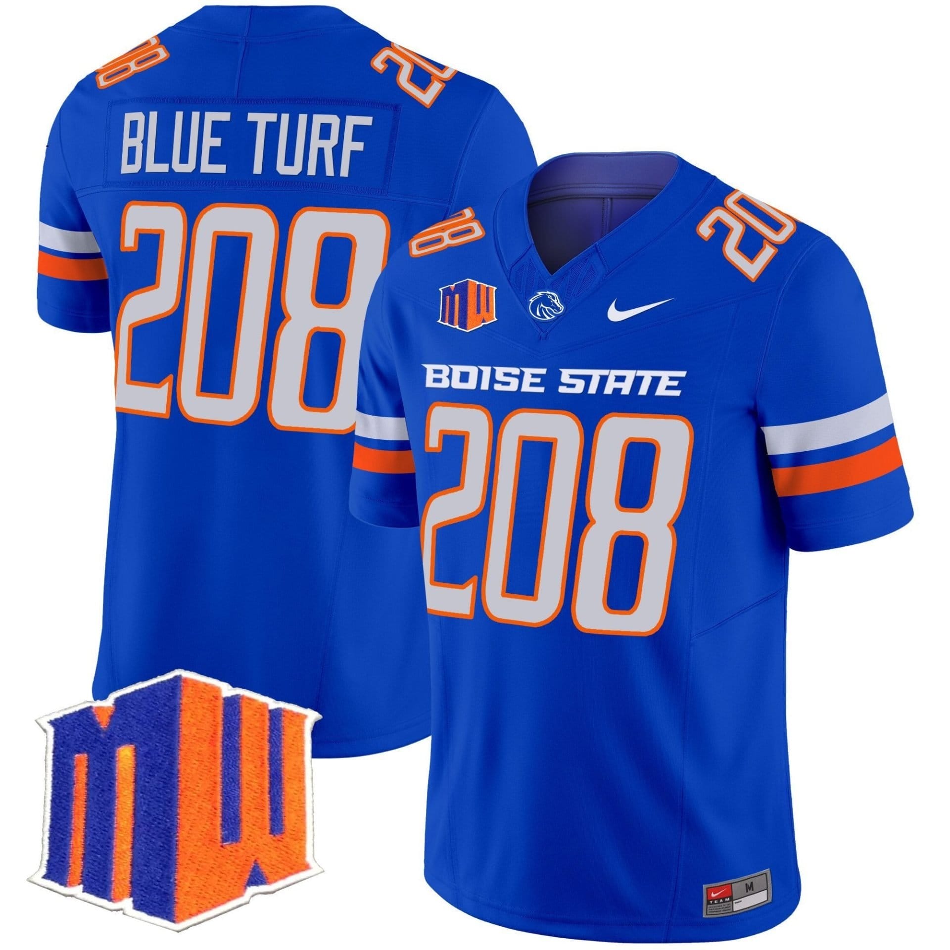 Blue Turf Jersey #208 Boise State Broncos 2025 Vapor Stitched - Image 5