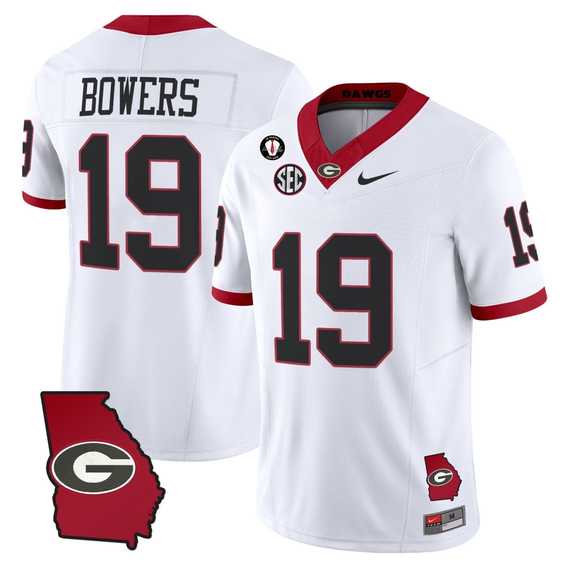 Brock Bowers Jersey #19 Georgia Bulldogs 2025 Georgia Map, Vince Dooley Stitched - Image 2