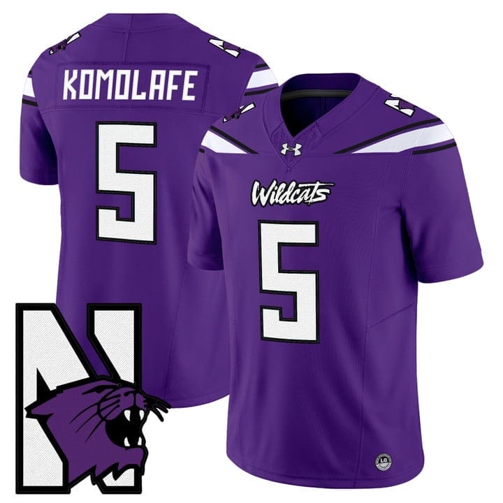 Caleb Komolafe Jersey #5 Northwestern Wildcats Honoring 95 Stitched - Image 3