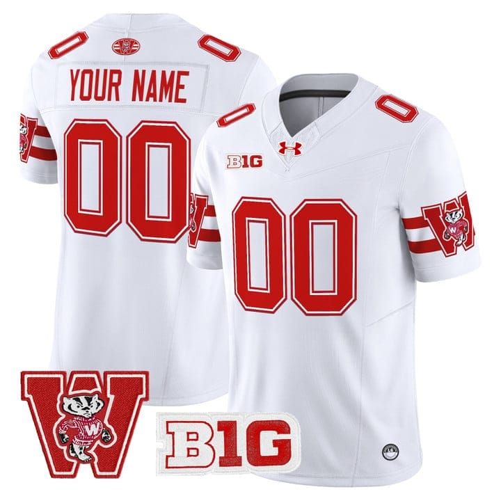 Custom Wisconsin Badgers Jersey Name, Number Throwback Stitched - Image 2