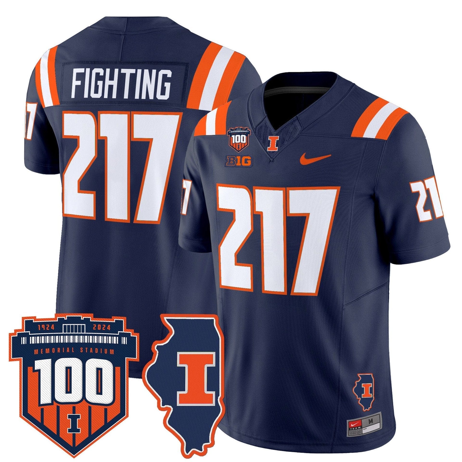 Fighting Jersey #217 Illinois Fighting 100th Memorial Stadium