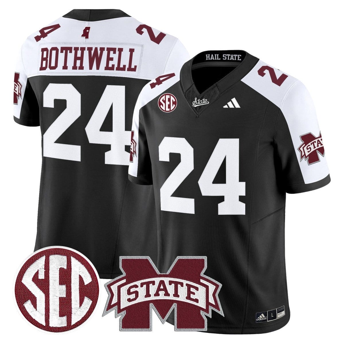 Fluff Bothwell Jersey #24 Mississippi State Bulldogs Dark Mode - Image 3
