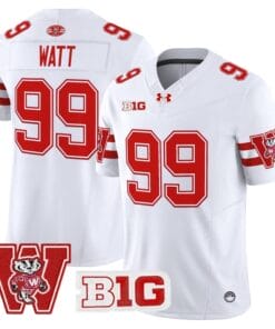 Alternative view of J.J. Watt Jersey #99 Wisconsin Badgers Throwback Stitched