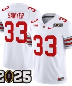 Alternative view of Jack Sawyer Jersey #33 Ohio State Heritage Stripe 2025 CFP Final Stitched