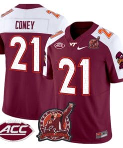 Alternative view of Jeremiah Coney Jersey #21 Virginia Tech Hokies Coach Frank Beamer 2025