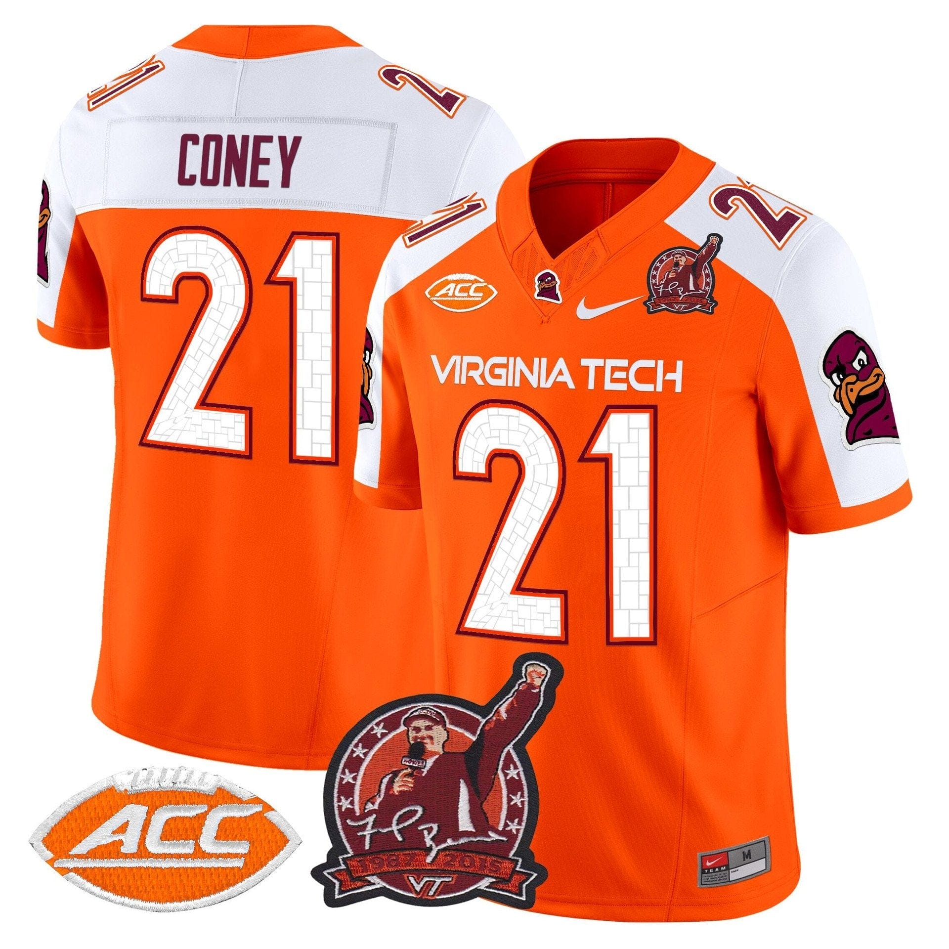 Jeremiah Coney Jersey #21 Virginia Tech Hokies Coach Frank Beamer 2025 - Image 4